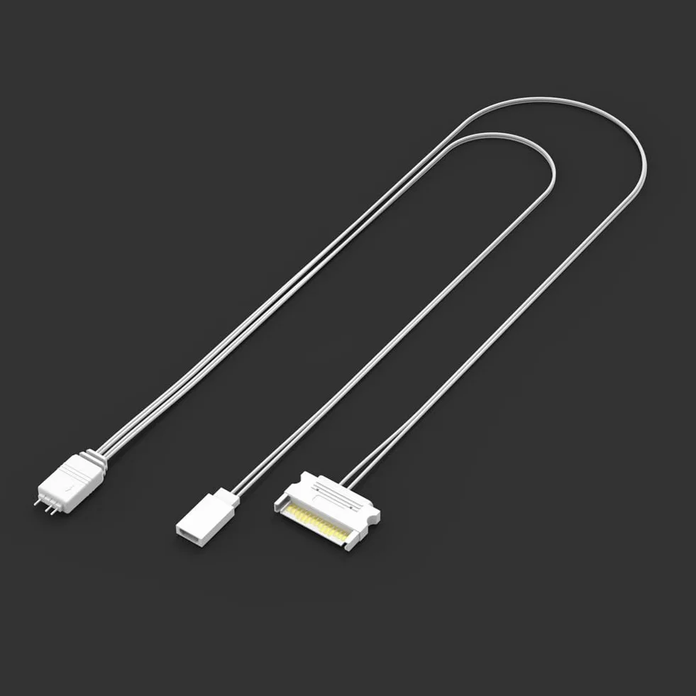 Kabel Zasilający do Oświetlenia ARGB z Kontrolerem ARGB do Komputera, Kabel Zasilający do Resetowania ARGB z Kontrolerem RESET do Komputera PC, Instrukcja Obsługi, Kontroler Biały