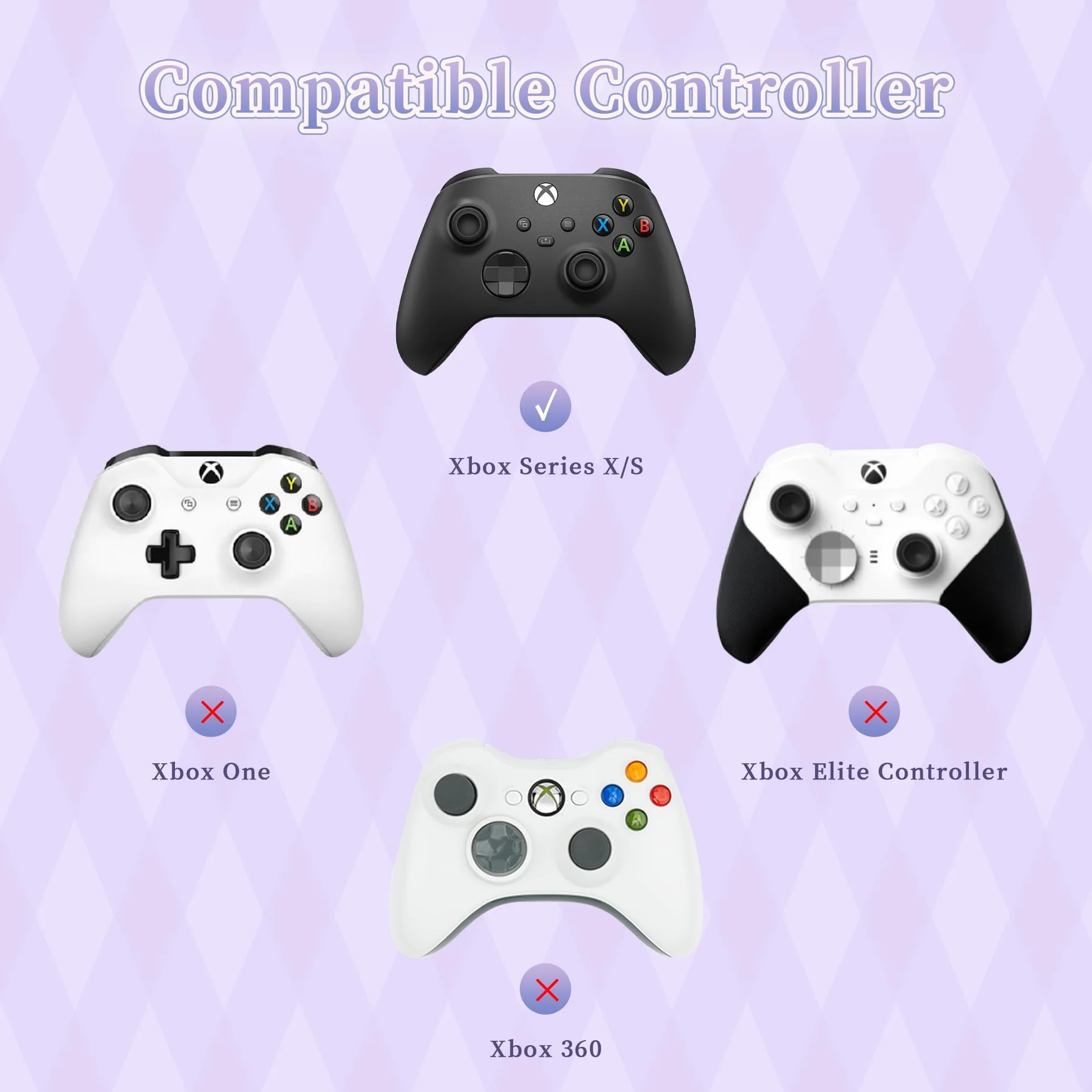 Zestaw skórek kontrolera GeekShare do konsoli Xbox Miękki silikonowy pokrowiec ochronny Kompatybilny z kontrolerem Xbox Series X z 2 nakładkami na kciuki i 2 naklejkami - seria Star Wings - fioletowy