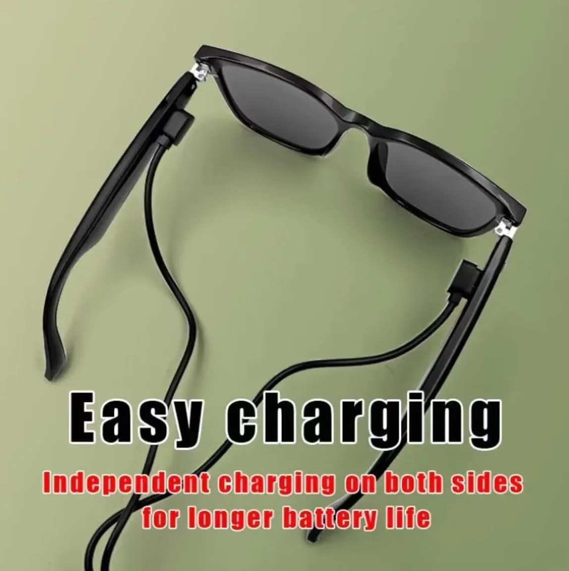 OVLENG Inteligentne okulary Bluetooth 5.3 - Inteligentne okulary Smart Glasses, inteligentne okulary z słuchanymi piosenkami, asystent głosowy, do wszystkich urządzeń, aktywności na świeżym powietrzu,