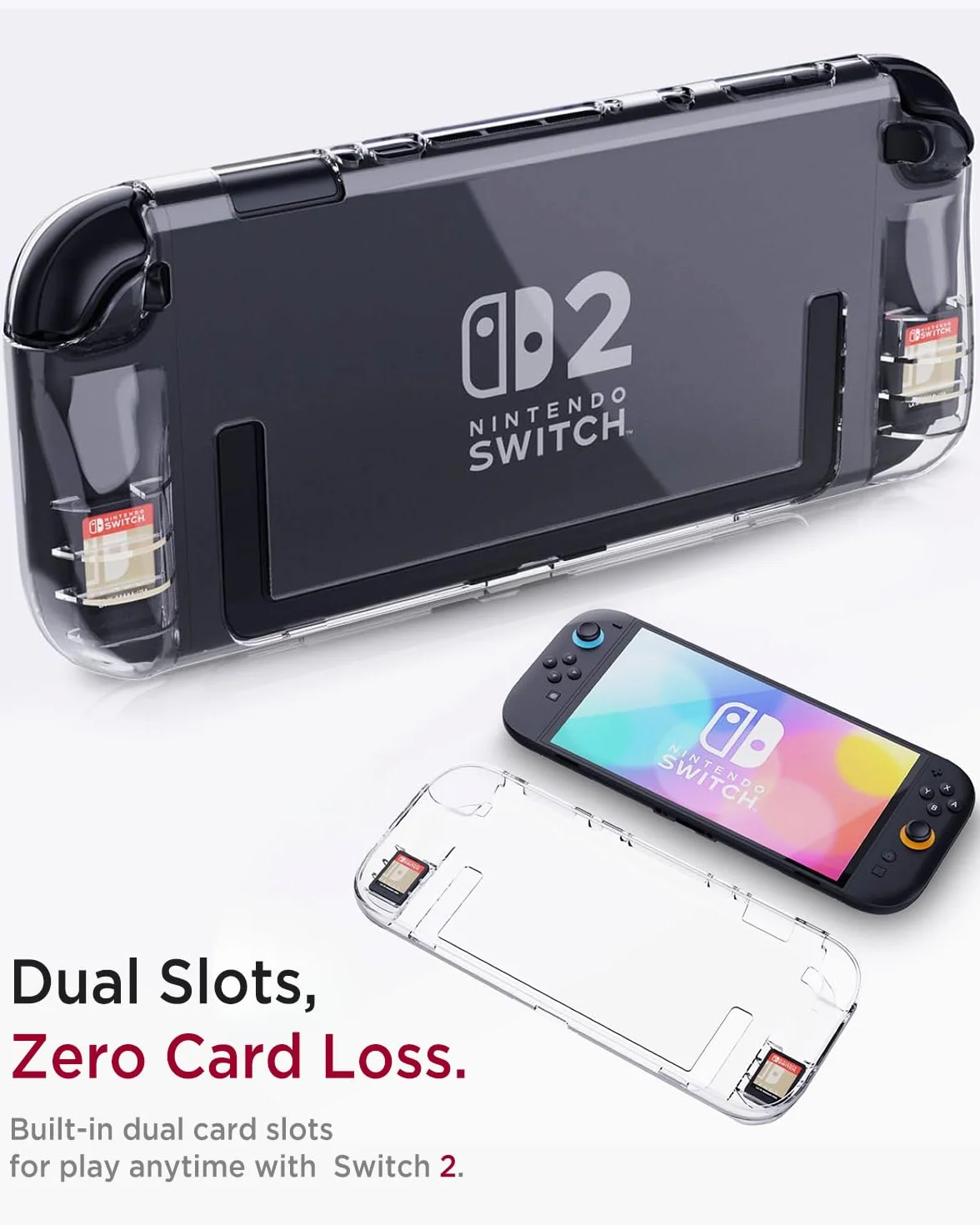 Miimall Przezroczyste etui kompatybilne z Nintendo Switch 2 2025, elastyczne tworzywo TPU, odporne na zarysowania, uderzenia, odporne na kurz, olejoodporne, ultracienkie, przezroczyste etui ochronne
