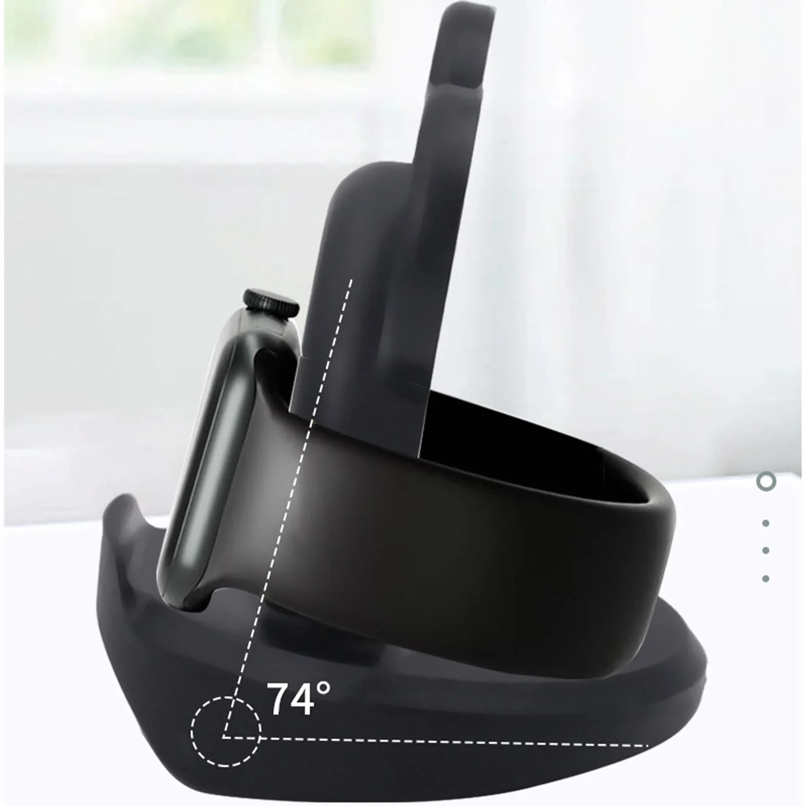 Silikonowy stojak na ładowarkę do Apple Watch, kompatybilny z Apple Watch Series Ultra2/Ultra/10/9/8/SE2/7/6/SE/5/4/3/2/1Cute iWatch Charging Dock, obsługuje stolik nocny (czarny)