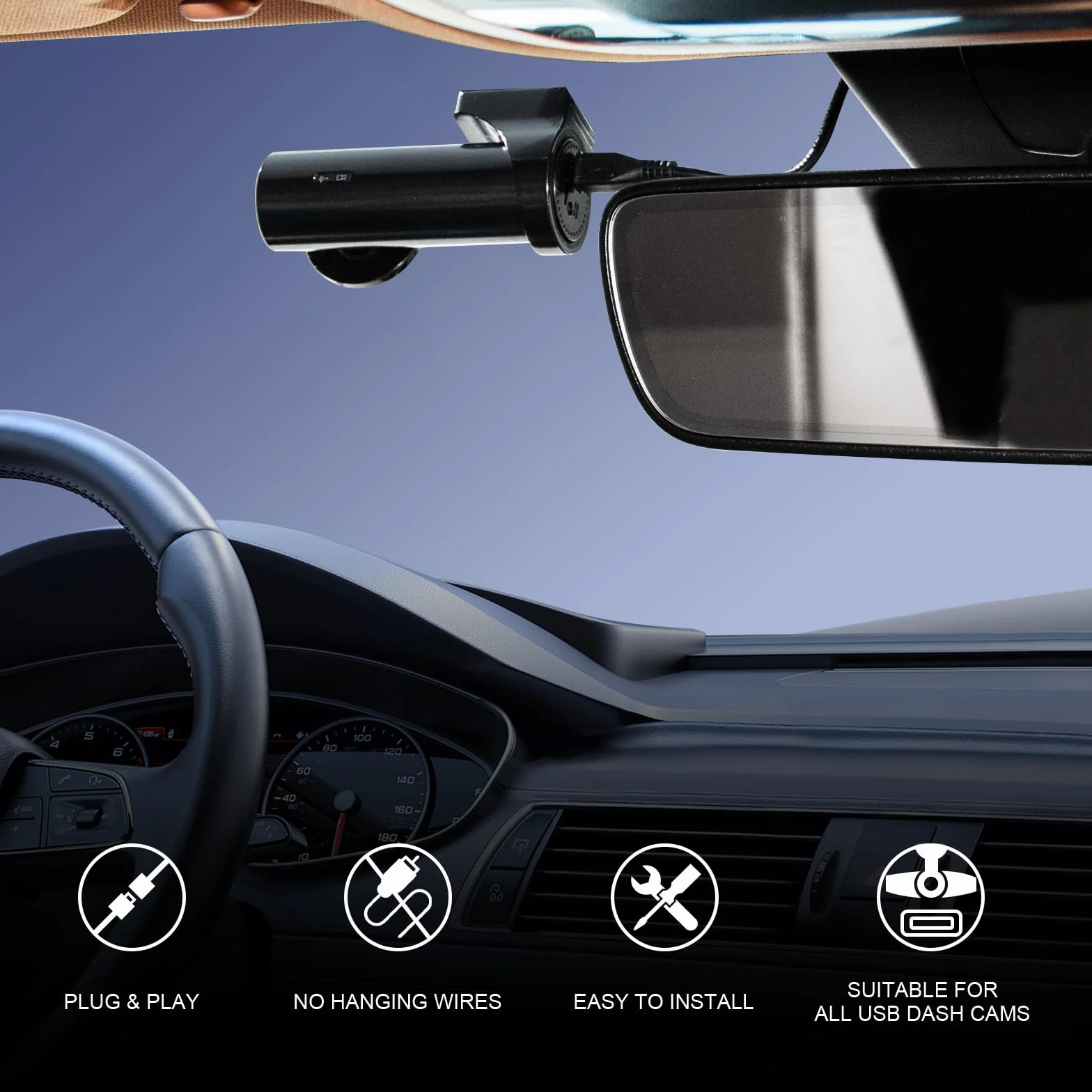 Dashcam Power Adapter 7 Pin Custom for Chevy, Ford, Honda, Lexus, Mitsubishi, Nissan, Toyota and more, Hide The Wires,GPS Radar Mirror Camera Dash Cam Adapter Cable, Connects to Rearview Mirror