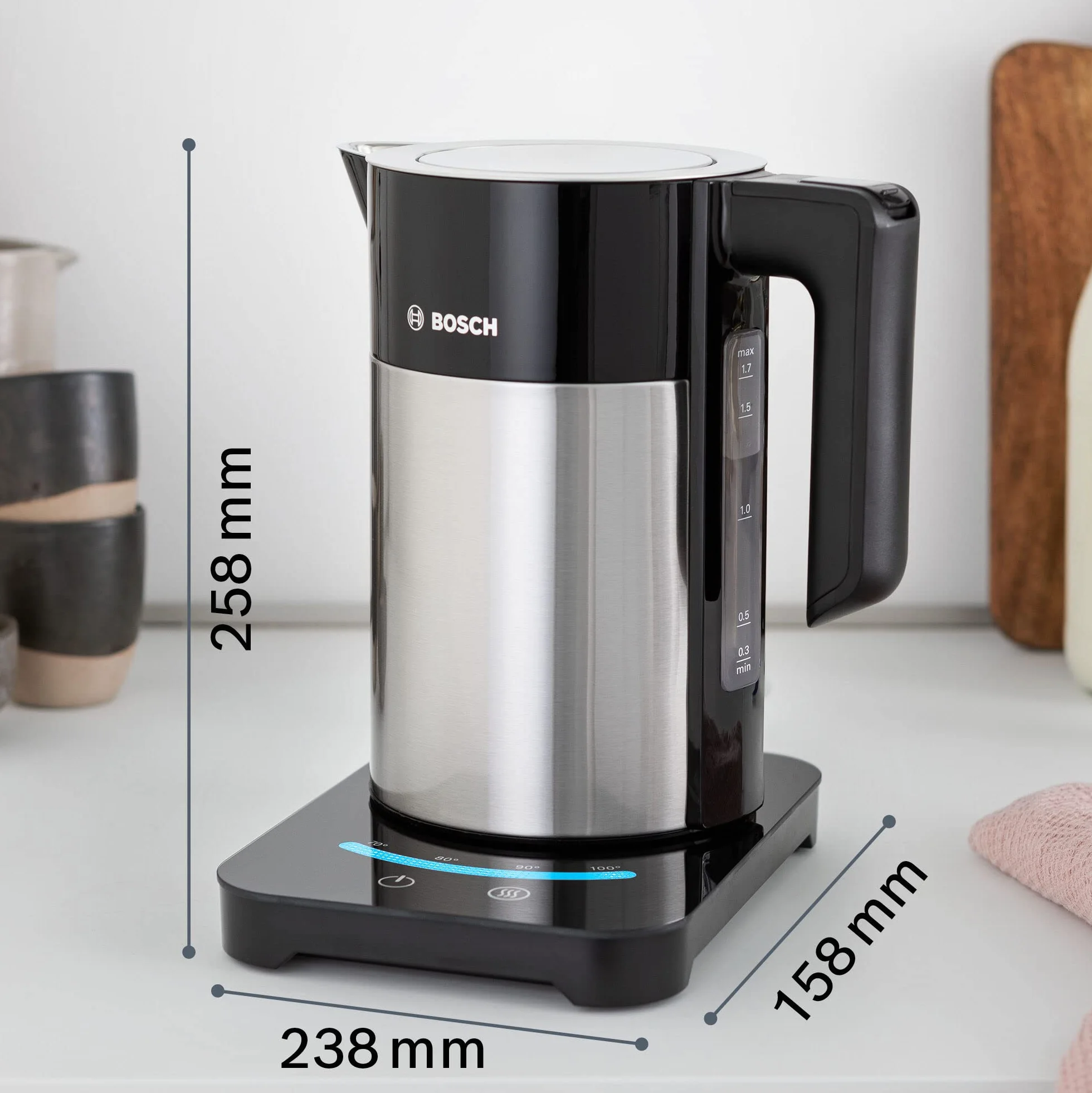 Bosch Czajnik elektryczny TWK7203 1,7 l 2200 W podwójne ścianki TouchControl