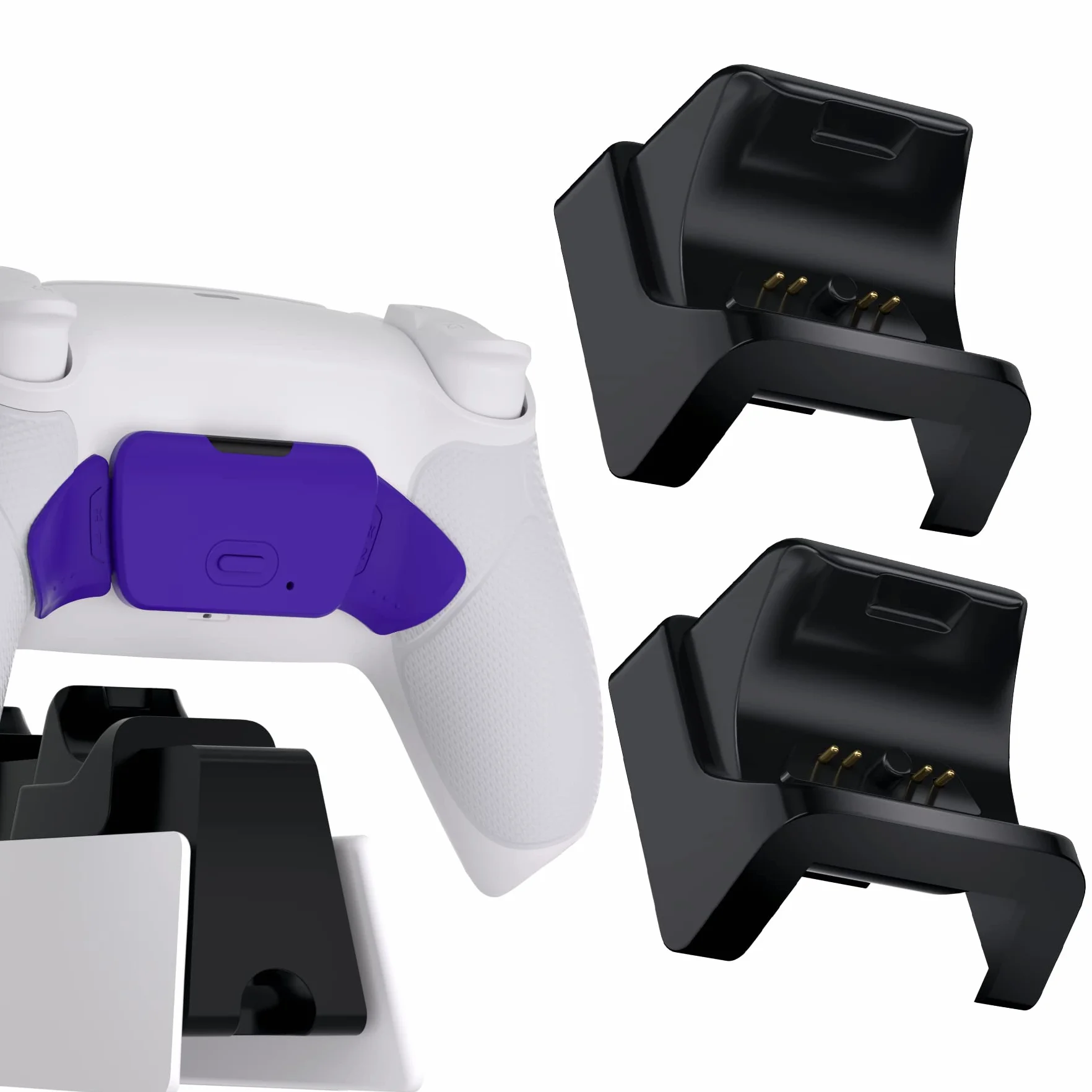 Czarny RiseDock Stojak Extension dla ps5 Controller Charging Dock eXtremeRate Rise & RISE4 Remap Kit, Przeprojektowane Charging Station Extenders dla ps5 Controller HEXGAMING Rival, Rival Pro&Ultimate
