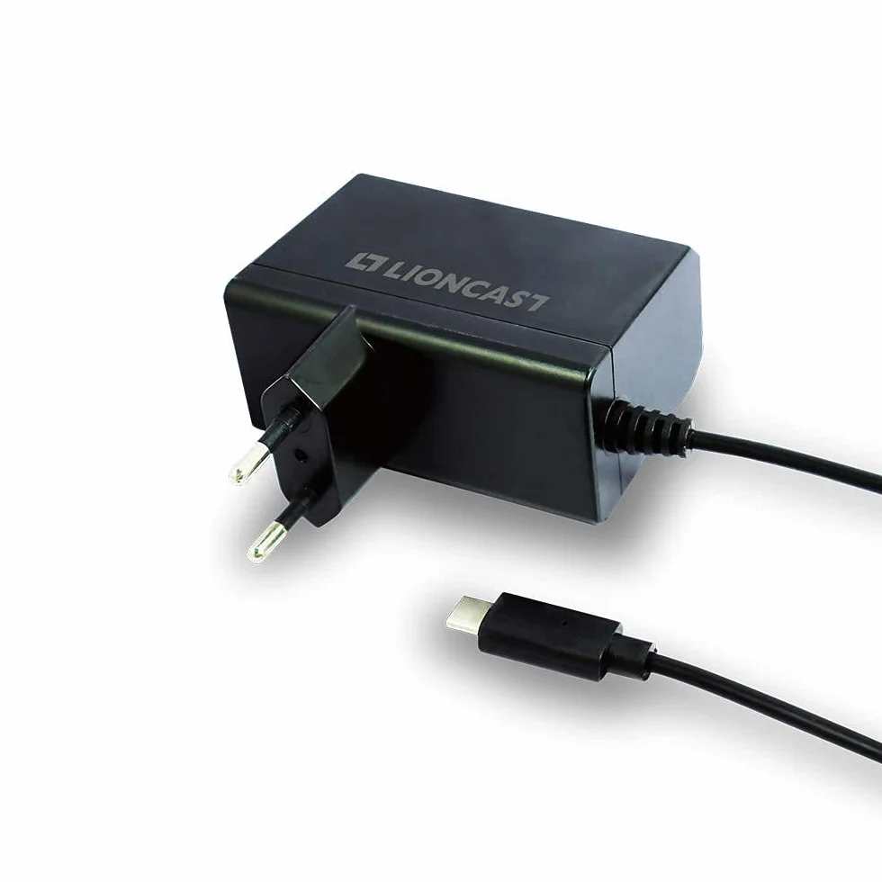 Zasilacz Lioncast do przełącznika Nintendo Switch/Switch Lite z 1,8 m kablem ładującym | Ładowarka 15V przez USB-C (kontroler Pro, ręczny, tryb TV), ładuje się jak oryginalny zasilacz