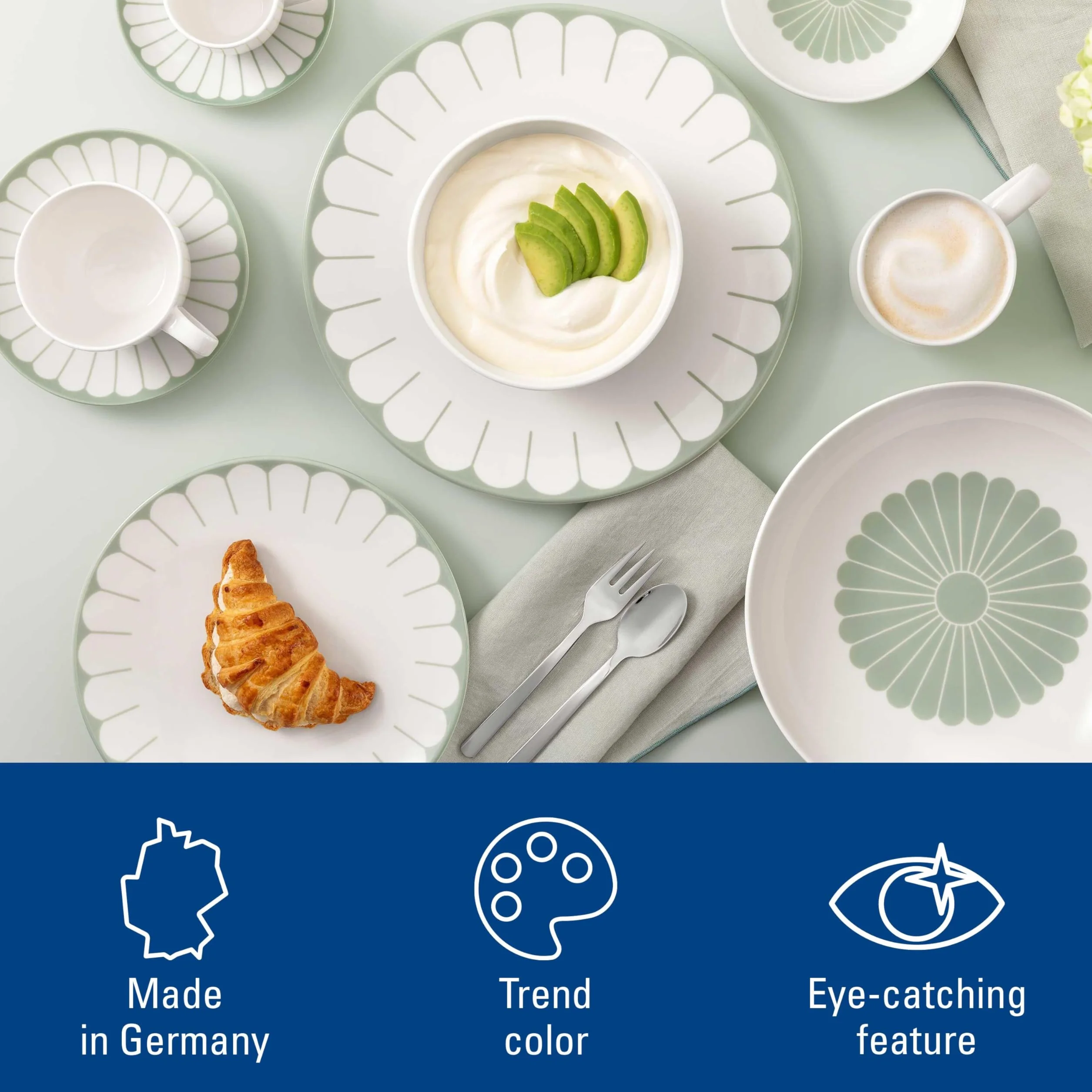 Villeroy & Boch - Fleur vert spodek do filiżanki do espresso zielony, do zmywarki i mikrofalówki, podstawka pod filiżankę espresso, talerzyk serwowania, kwiatowy wzór, porcelana Premium