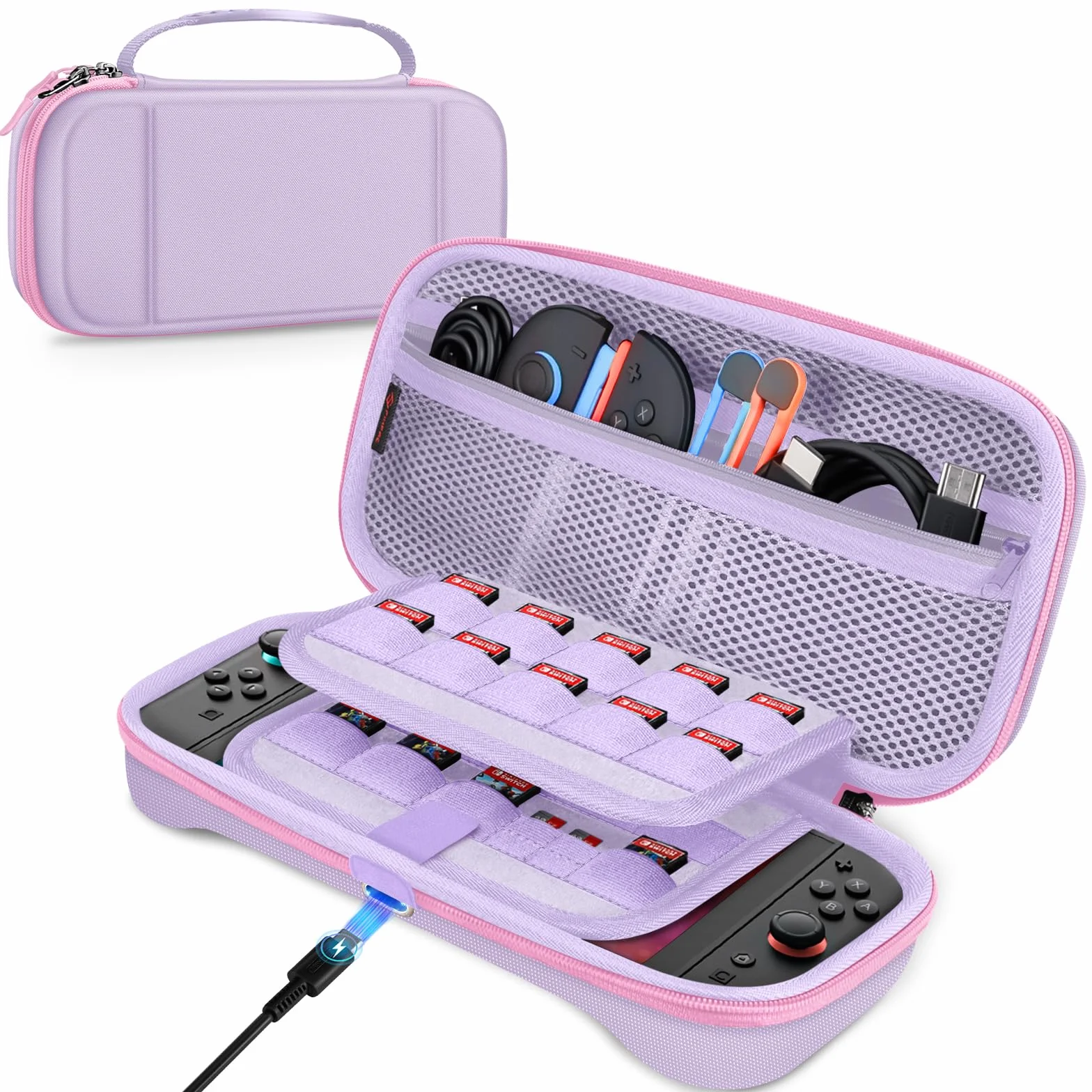 FINTIE Etui do przenoszenia na Nintendo Switch 2 (2025) – odporne na wstrząsy, twarda obudowa Switch 2, ochronna torba podróżna z 19 kartami do gier i 2 przegródkami na karty micro SD i kieszenią