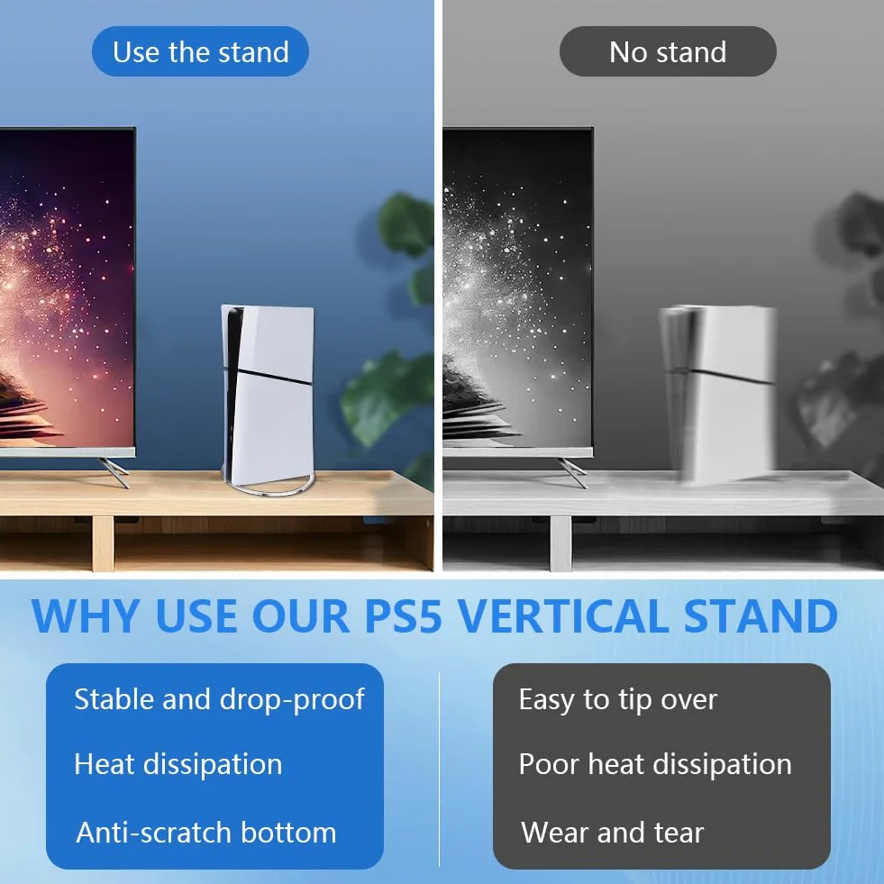 Stojak na konsolę, pionowy stojak do PS5 i PS5 Pro Accessories Digital Edition Slim stojak na konsolę Playstation 5 Disc Edition zapewnia solidne i stabilne wsparcie (biała)