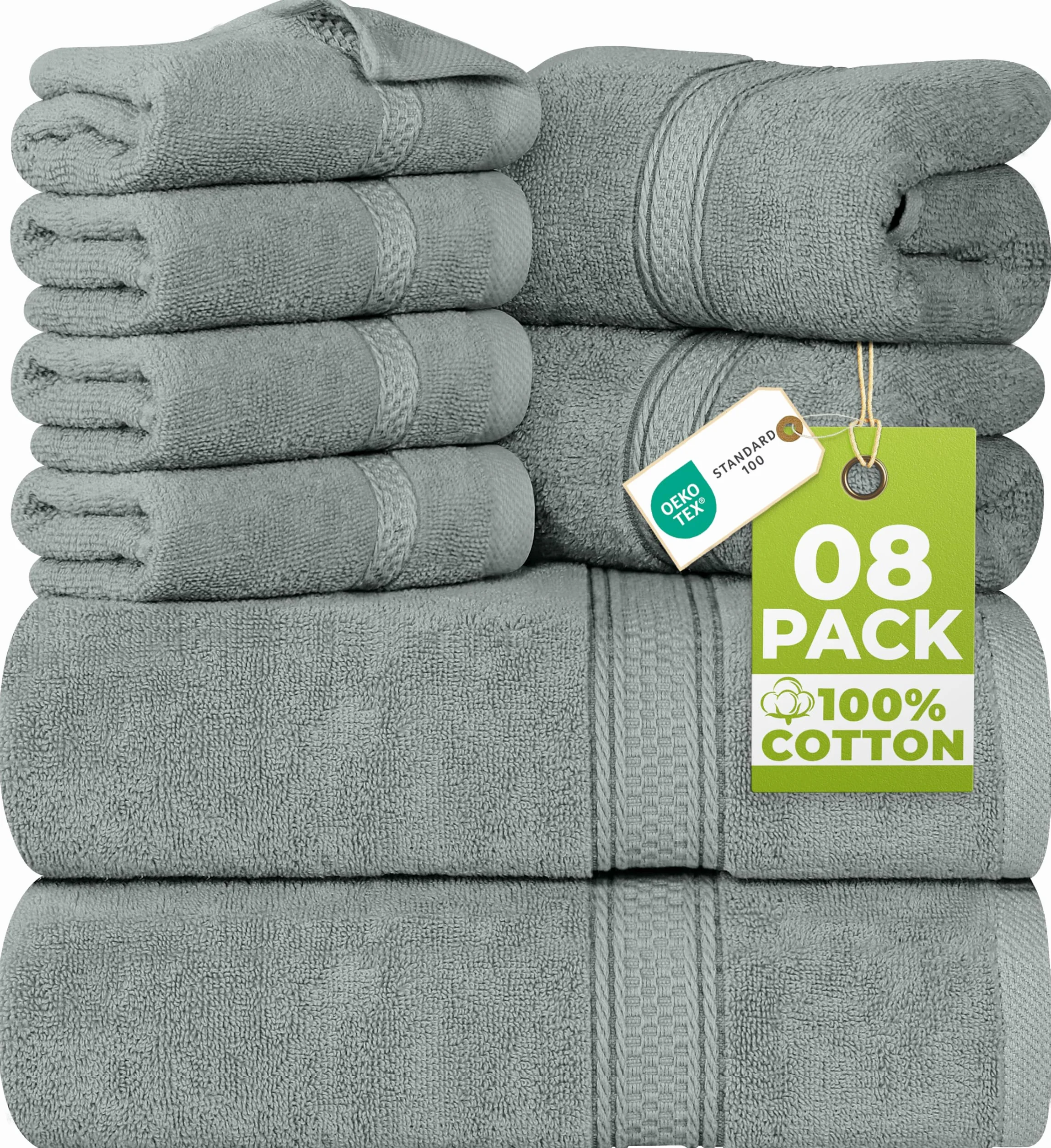 Utopia Towels 8-częściowy zestaw ręczników bawełnianych z zawieszką chłodny szary