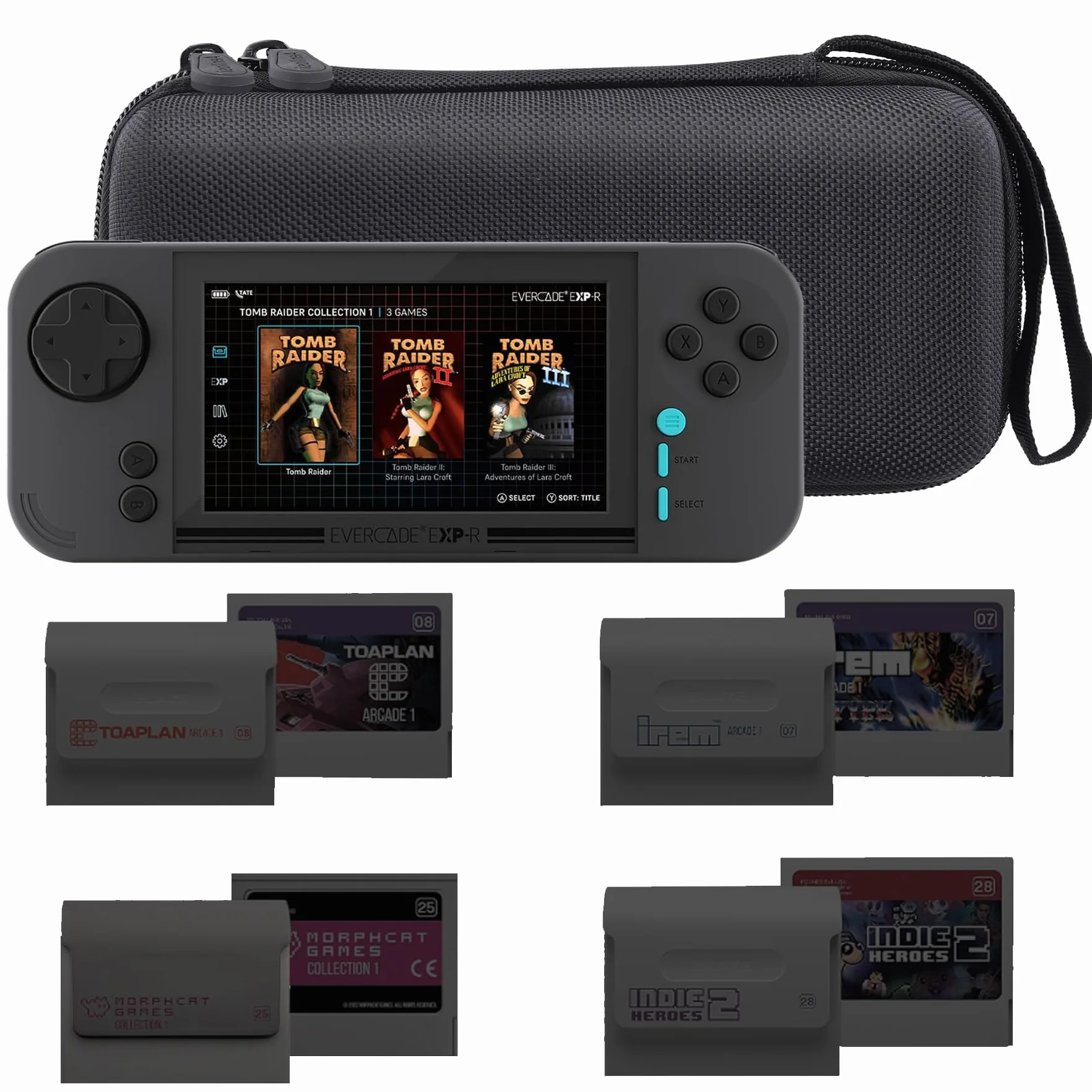 Aenllosi Twardy futerał kompatybilny z Evercade EXP-R Gaming Handheld, czarny