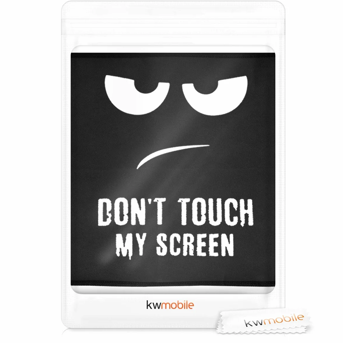 kwmobile Pokrowiec na monitor komputerowy kompatybilny z monitorem 86.4-89.9 cm - Don't Touch My Screen biały/czarny