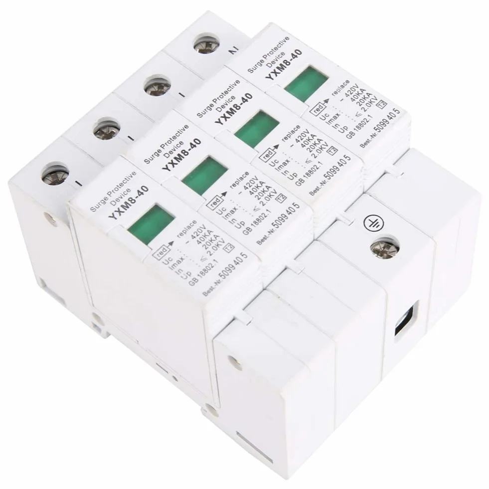 Domowa ochrona przeciwprzepięciowa odgromnik 4P 40KA DIN Rail AC urządzenie odgromowe niskiego napięcia do ochrony przed piorunami