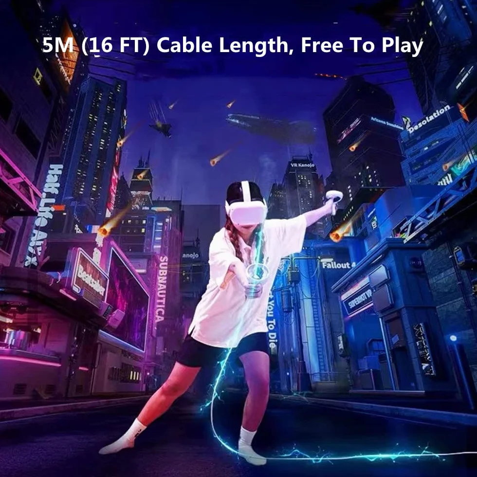 Kabel USB 3.1 na USB C 5 m do Oculus Meta Quest 3, Quest 2/Pro/Pico 4 i PC/Steam VR
