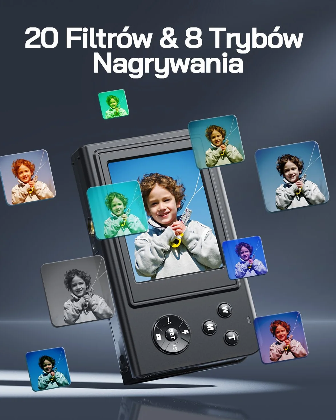 WOLFANG Aparat cyfrowy, 2,7 K Kids Camera do fotografii, 50 MP, kompaktowa kamera vloggowa, 16 x cyfrowy zoom, automatyczny punkt skupienia i strzelanie, prezent dla studentów, nastolatków