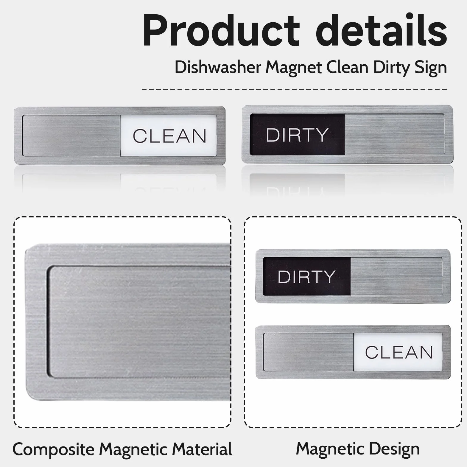 GlamRays Czysty / brudny szyld przesuwny Clean Dirty Dishwasher Sign Zmywarka Magnes Znak Zmywarka Zmywarka Akcesoria kuchenne Magnes Gadżety kuchenne