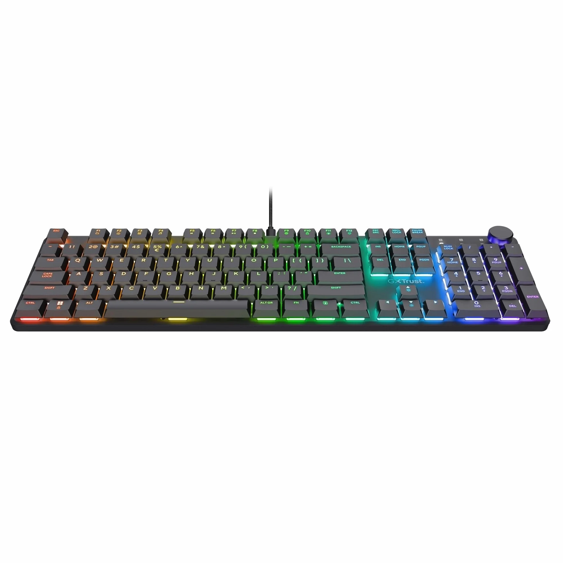 Trust Gaming GXT 866 Torix Klawiatura mechaniczna QWERTY US RGB podświetlenie przełączniki liniowe Huano White Anti-Ghosting N-Key Rollover USB PC Czarna
