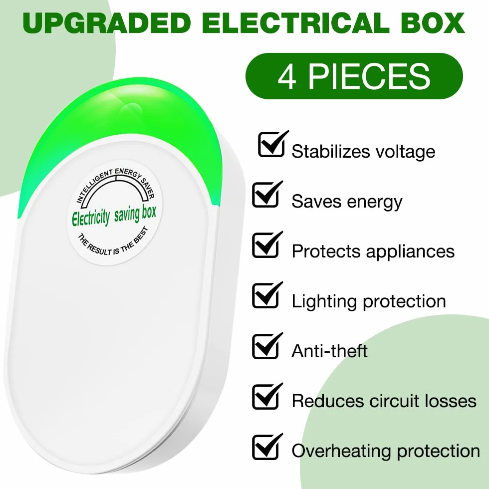 Power Saver, 4 sztuki urządzeń energooszczędnych, energooszczędne urządzenie do oszczędzania energii, 90-250 V Household Electricity Saving Box, stabilizator napięcia, energooszczędny