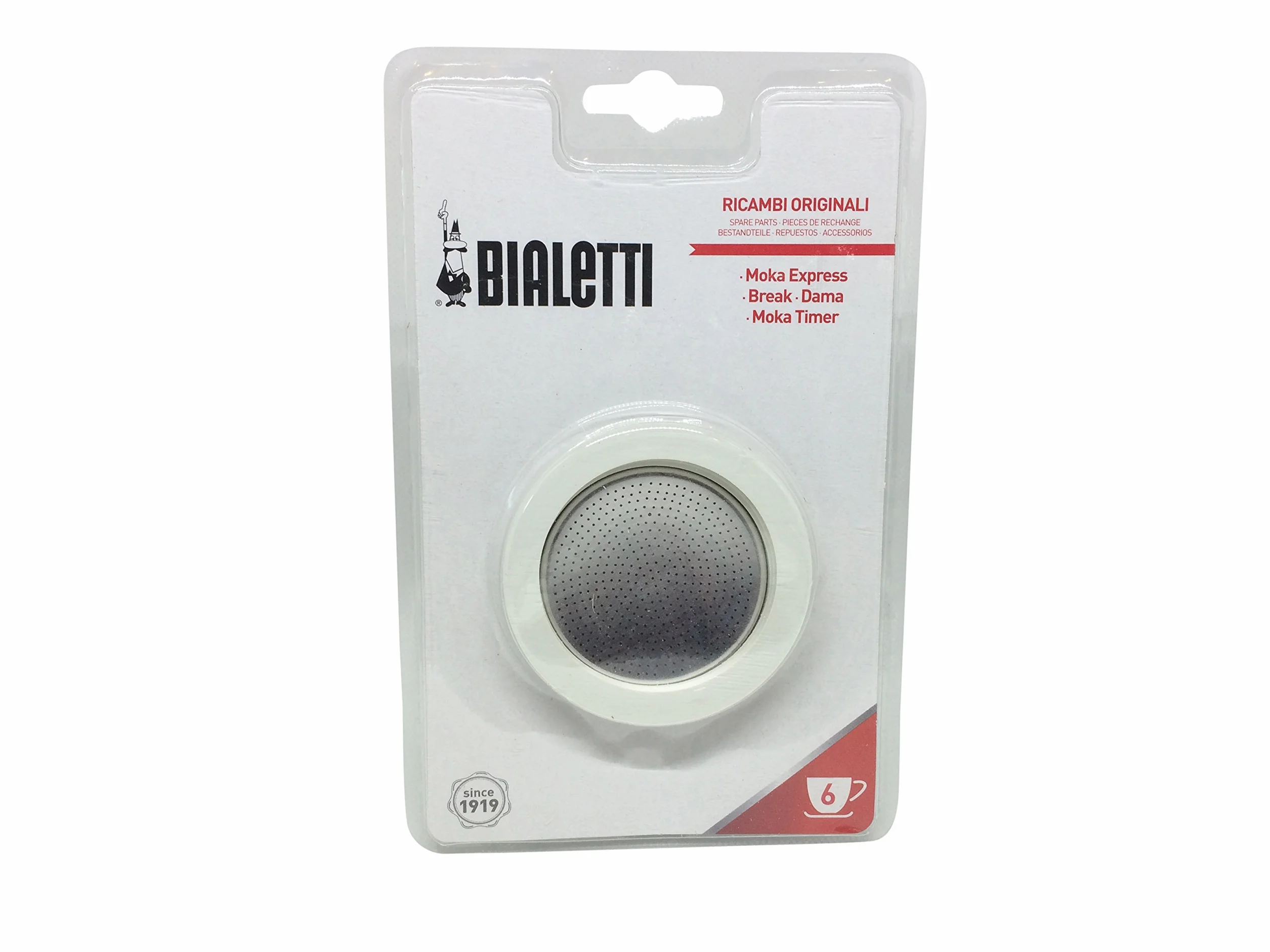 Bialetti Moka Seal i filtr aluminiowy 72 mm do ekspresu do kawy na 6 filiżanek biały
