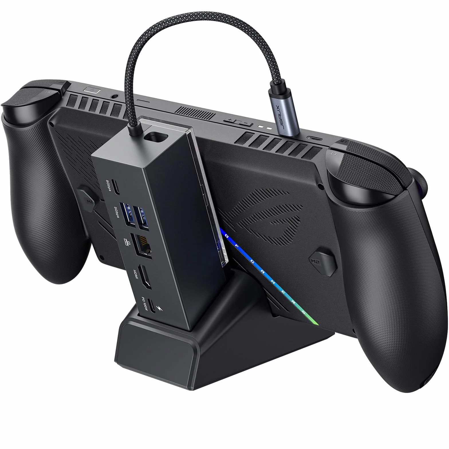 JSAUX Stacja dokująca kompatybilny z ROG Xbox Ally X (2025)/ROG Ally X/ROG Ally/Steam Deck/Legion Go S, 6 w 1 Dock z HDMI 4K@120Hz, Gigabit Ethernet, USB A i USB C 3.2 Gen 1, ładowanie PD 100W-HB0609