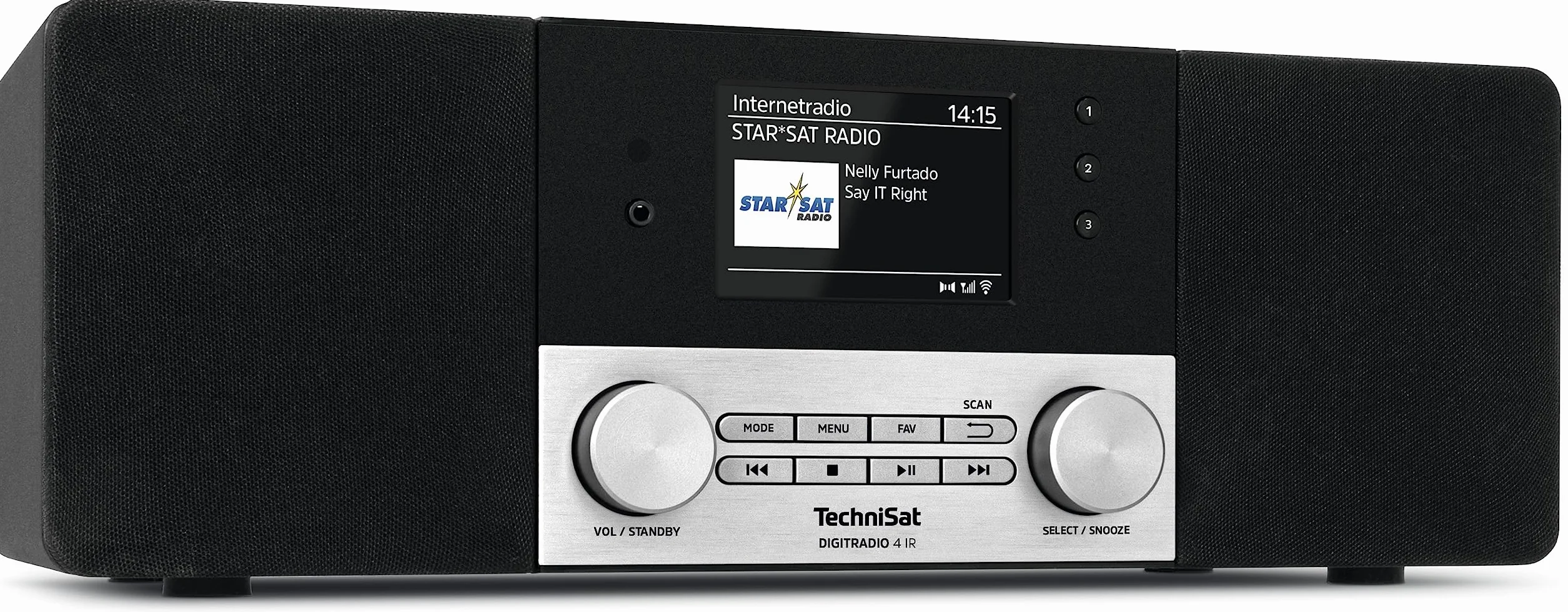 TechniSat DIGITRADIO 4 IR - stereo radio internetowe (DAB+, UKW, Bluetooth Audiostreaming, wejście AUX, budzik z timerem, wyświetlacz TFT, 20 W RMS, głośnik Elac, Made in Germany), czarne