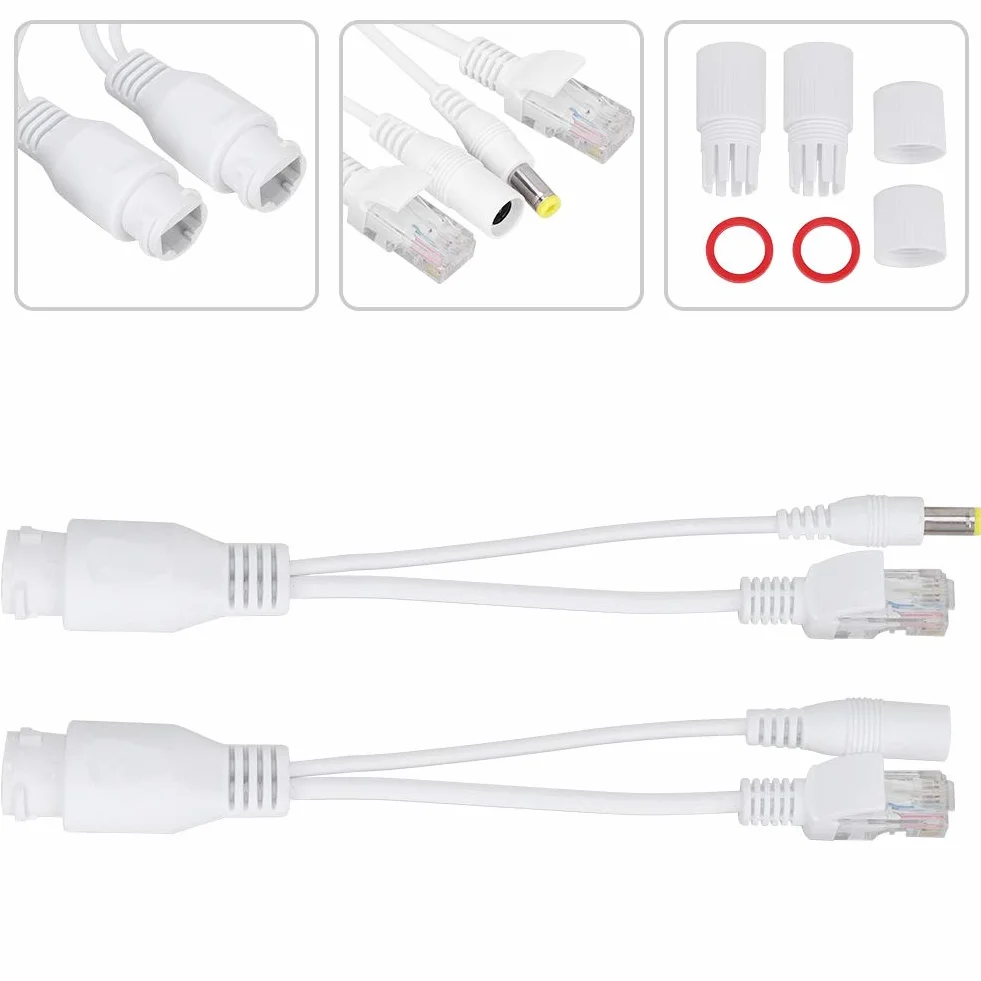 Poe Splitter 12V Power Over Ethernet Pasywny Adapter Poe Rozdzielacz Kabli Wtryskiwacz Wodoodporny Czarny (Biały)