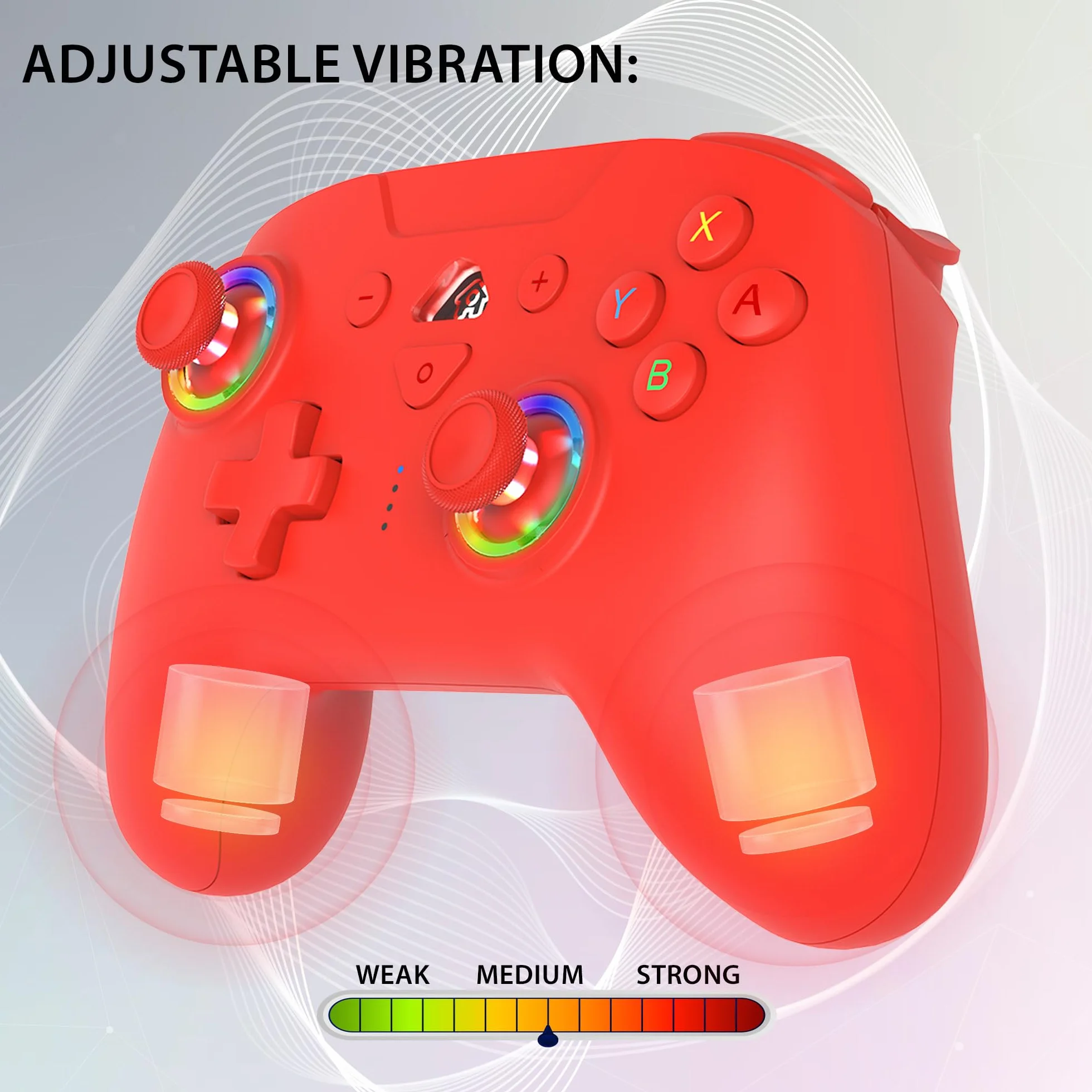 Subsonic Bezprzewodowy kontroler do Switch i Switch Oled – bezprzewodowy kontroler Bluetooth z diodami LED, wibracjami i 6-osiowym żyroskopem - czerwony