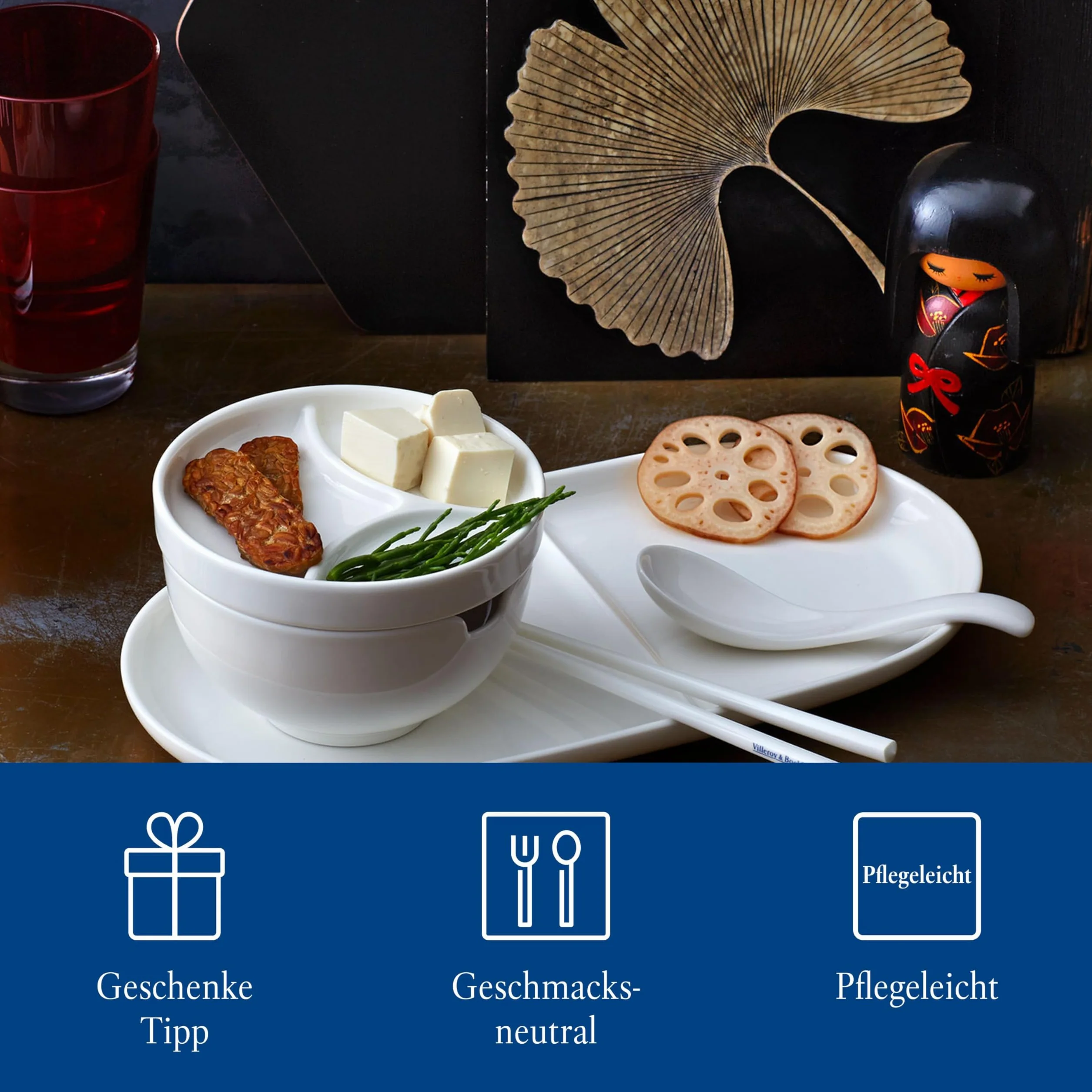 Villeroy & Boch Zestaw 2 łyżek do zupy Passion Asia, porcelana, nadaje się do mycia w zmywarce i używania w kuchence mikrofalowej, 14 cm, białe