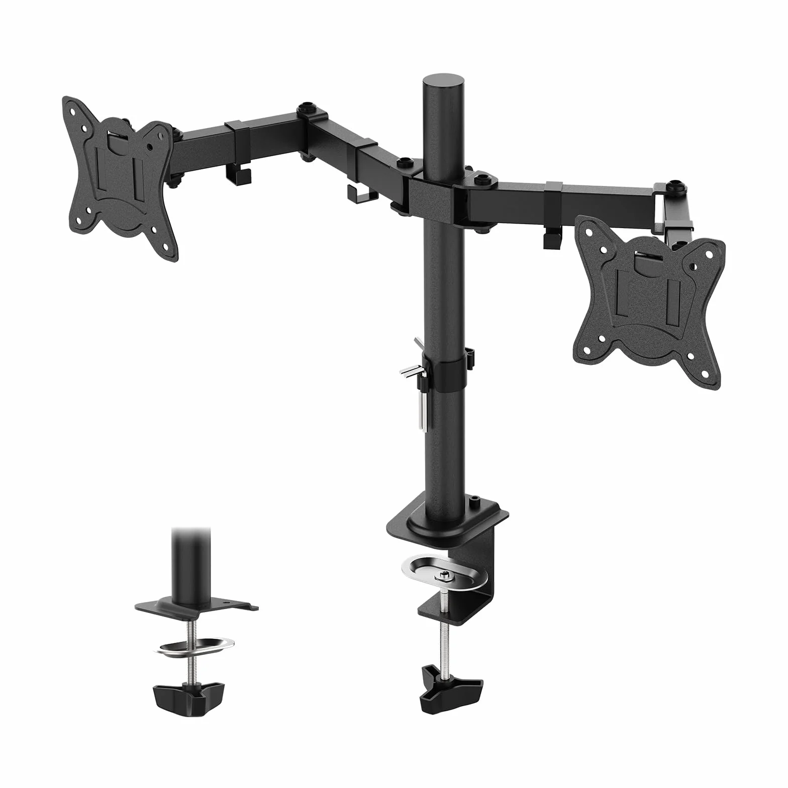 GRIFEMA GB2001A-2 Uchwyt na Podwójny Monitor 13-27” LED/LCD, Ramię do Dwóch Monitorów z Regulacją, Udźwig do 10KG na Każde Ramię, VESA 75/100mm, Czarny