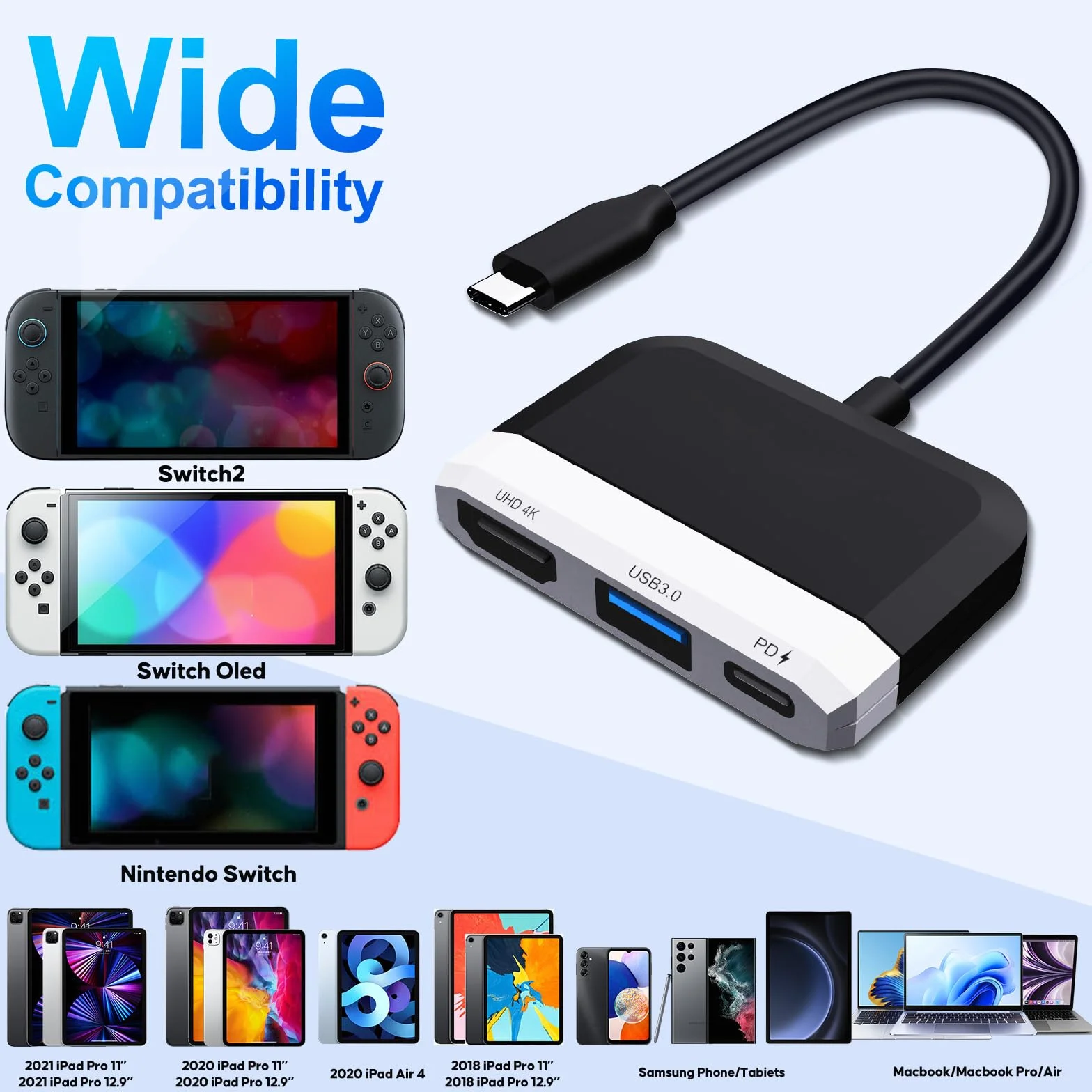 Stacja dokująca USB C typu c do Nintendo Switch 2 / Switch OLED Dock (czarna)