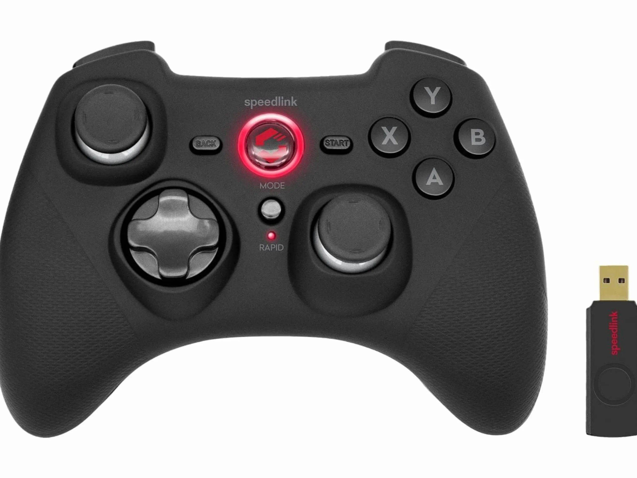 Speedlink RAIT Bezprzewodowy gamepad - Kompatybilność z DirectInput® i XInput, do PC/PS3/Switch/OLED, czarny