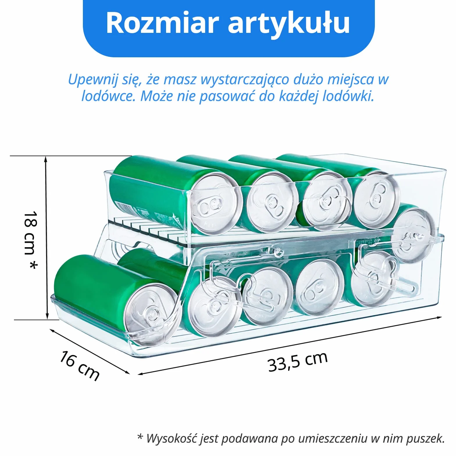 Organizer do lodówki na puszki 2-poziomowy automatyczny dozownik