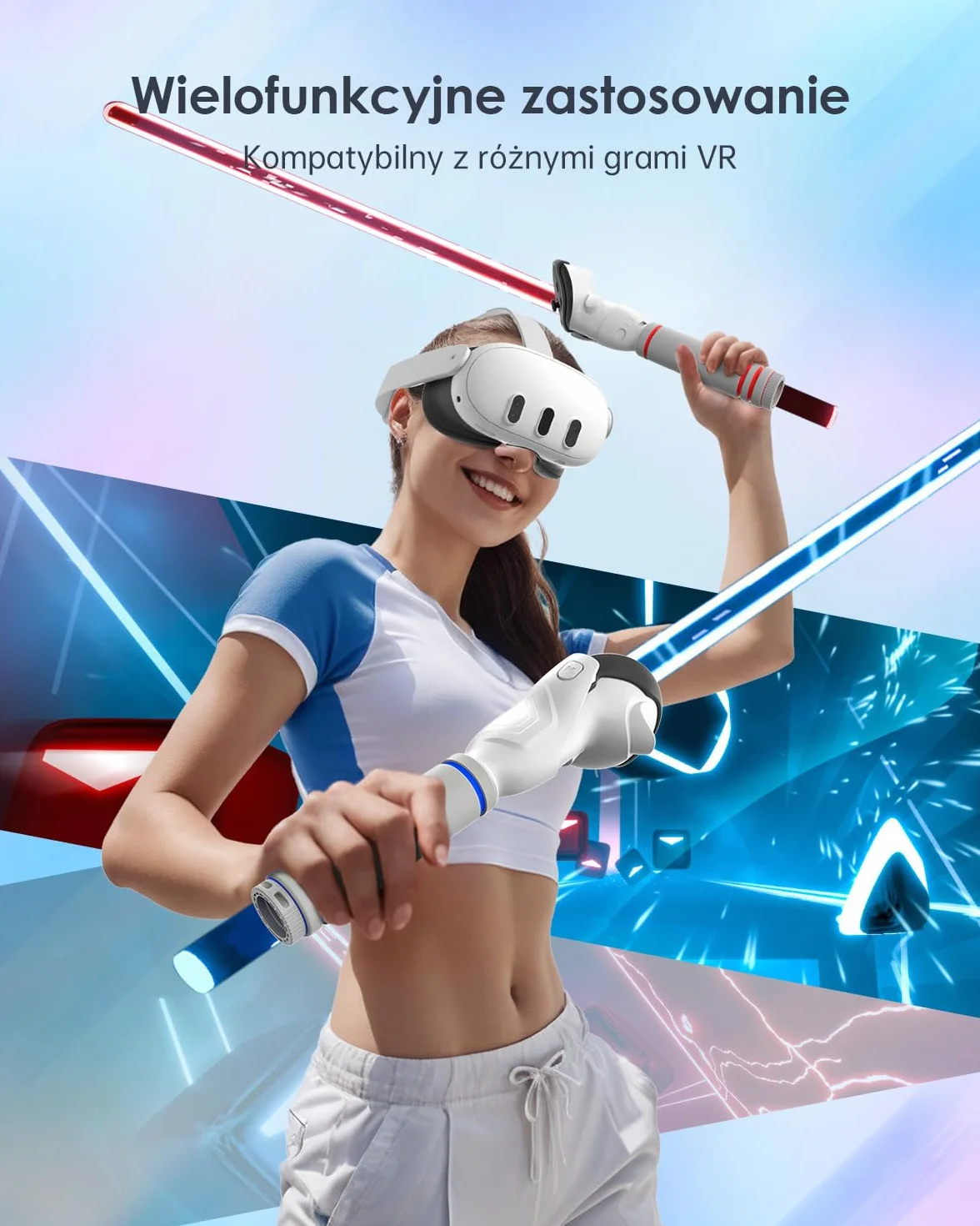 Maecker Długie Ramiona do Kontrolerów do Quest 3S do Quest 3 Gorilla Tag VR, Uchwyty Kompatybilne do Quest 3S/3 Akcesoriami, Zwiększ Swój Zasięg, Kompatybilne z Beat Saber i nie Tylko