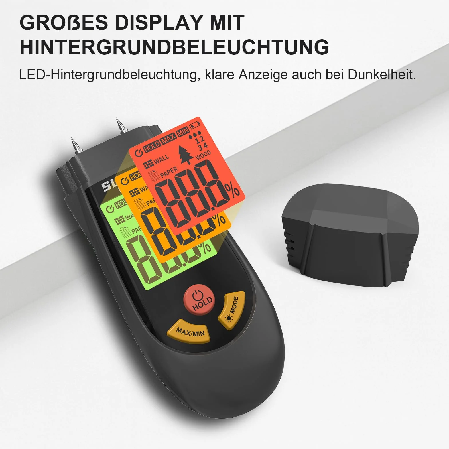 SURFOU Cyfrowy Higrometr Miernik Wilgotności 3 Tryby LED 3-Kolorowy Alarm