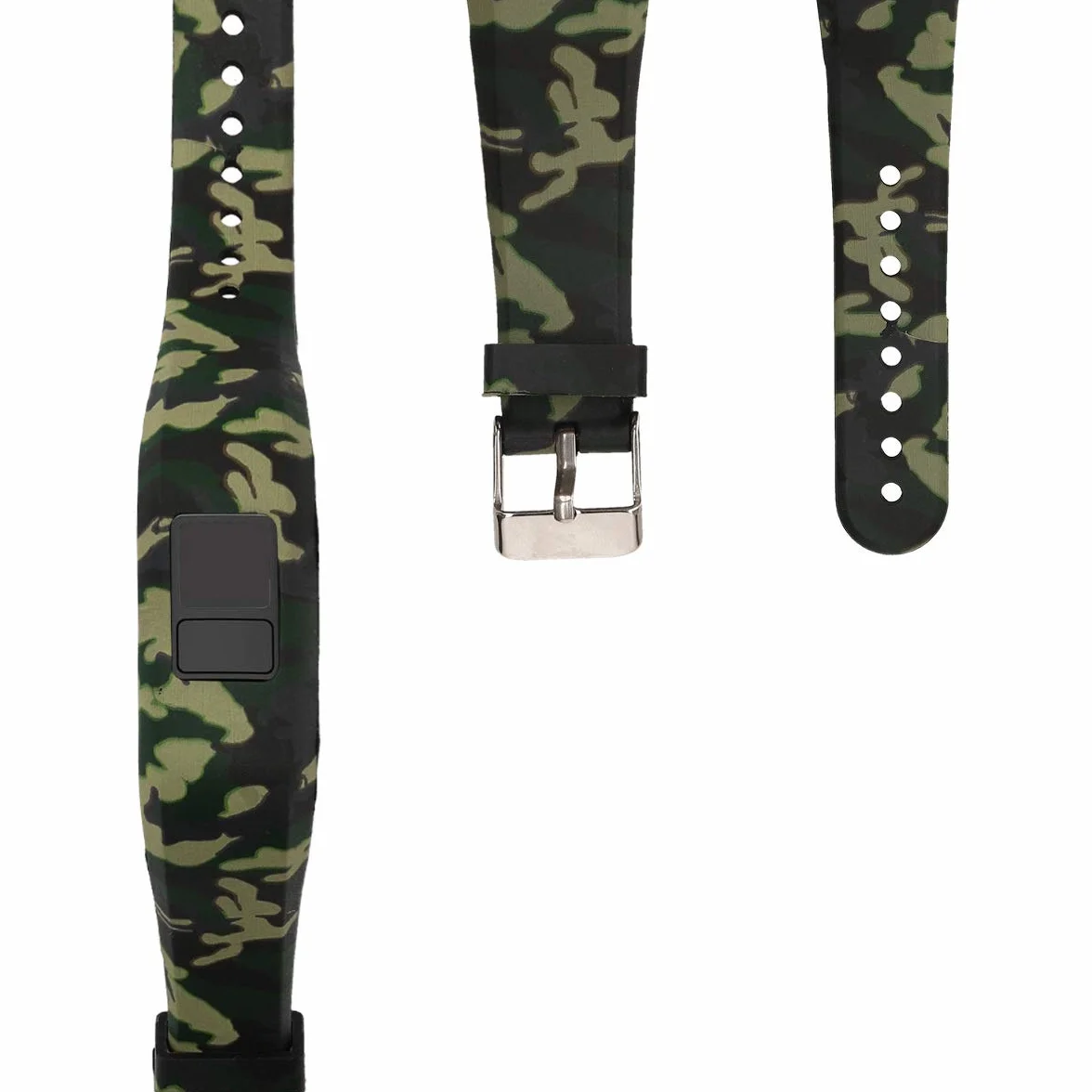 kwmobile Pasek do zegarka TPU kompatybilny z Garmin Vivofit jr. / jr. 2-2 x tracker fitness, zapasowy pasek sportowy na nadgarstek, zestaw kamuflażowy czarny/jasnozielony/ciemnozielony
