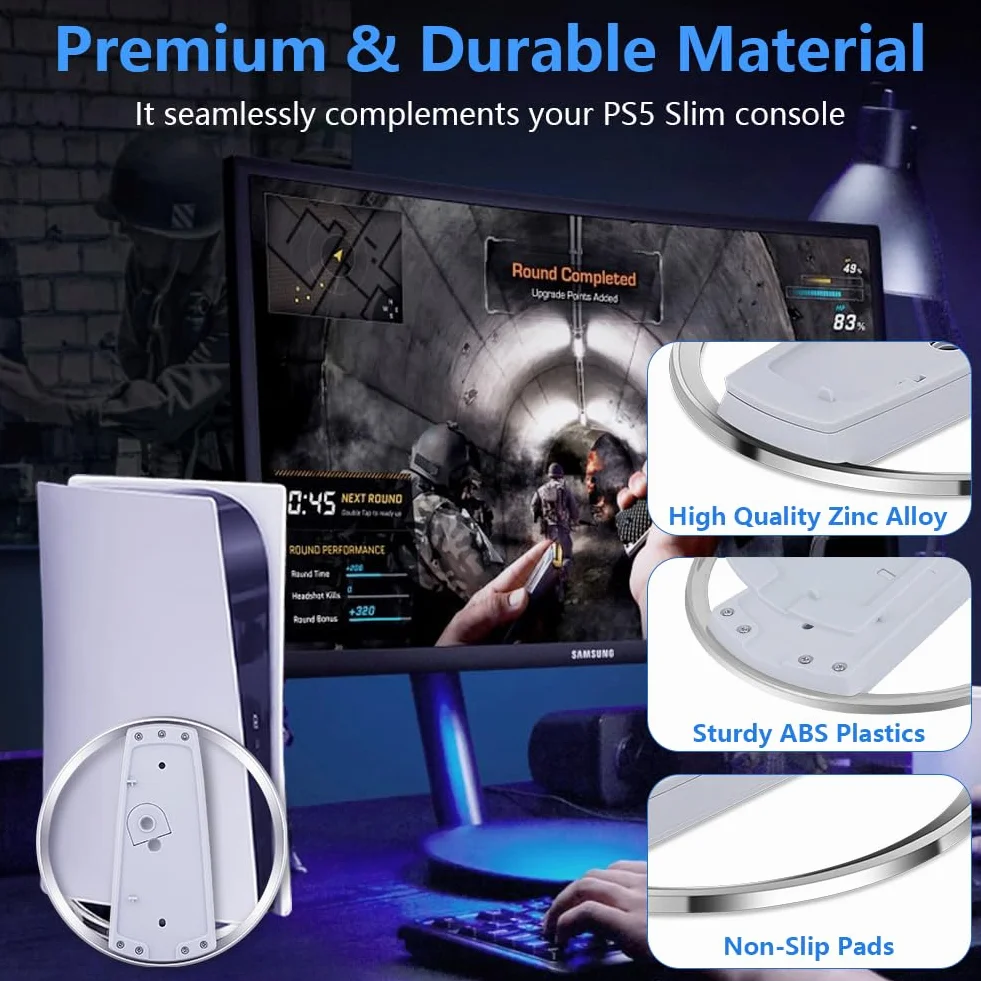 Stojak na konsolę, pionowy stojak do PS5 i PS5 Pro Accessories Digital Edition Slim stojak na konsolę Playstation 5 Disc Edition zapewnia solidne i stabilne wsparcie (biała)