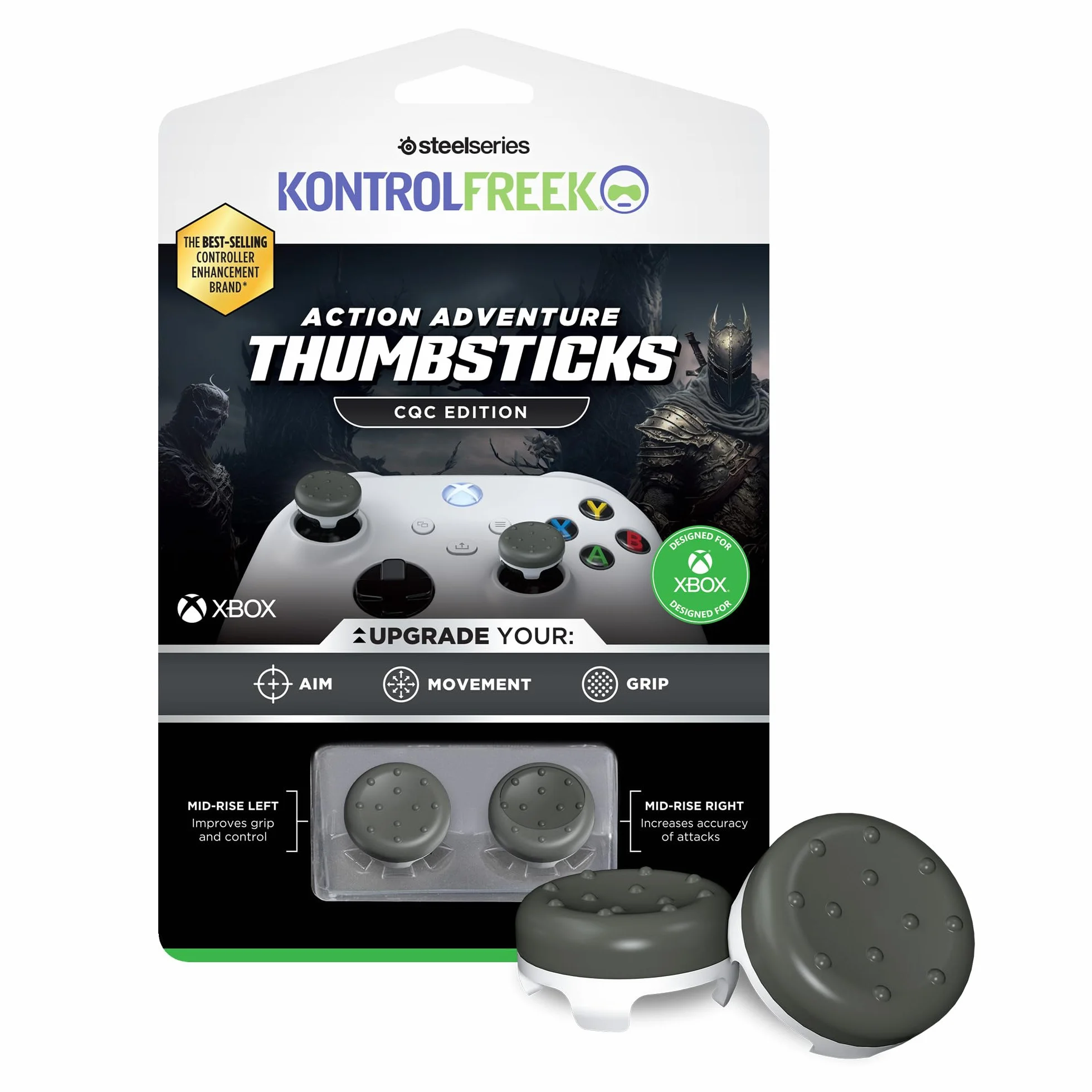 KontrolFreek CQC Classic do kontrolera Xbox One i Xbox Series X, wydajność, 2 wklęsłe średnie, szary/biały