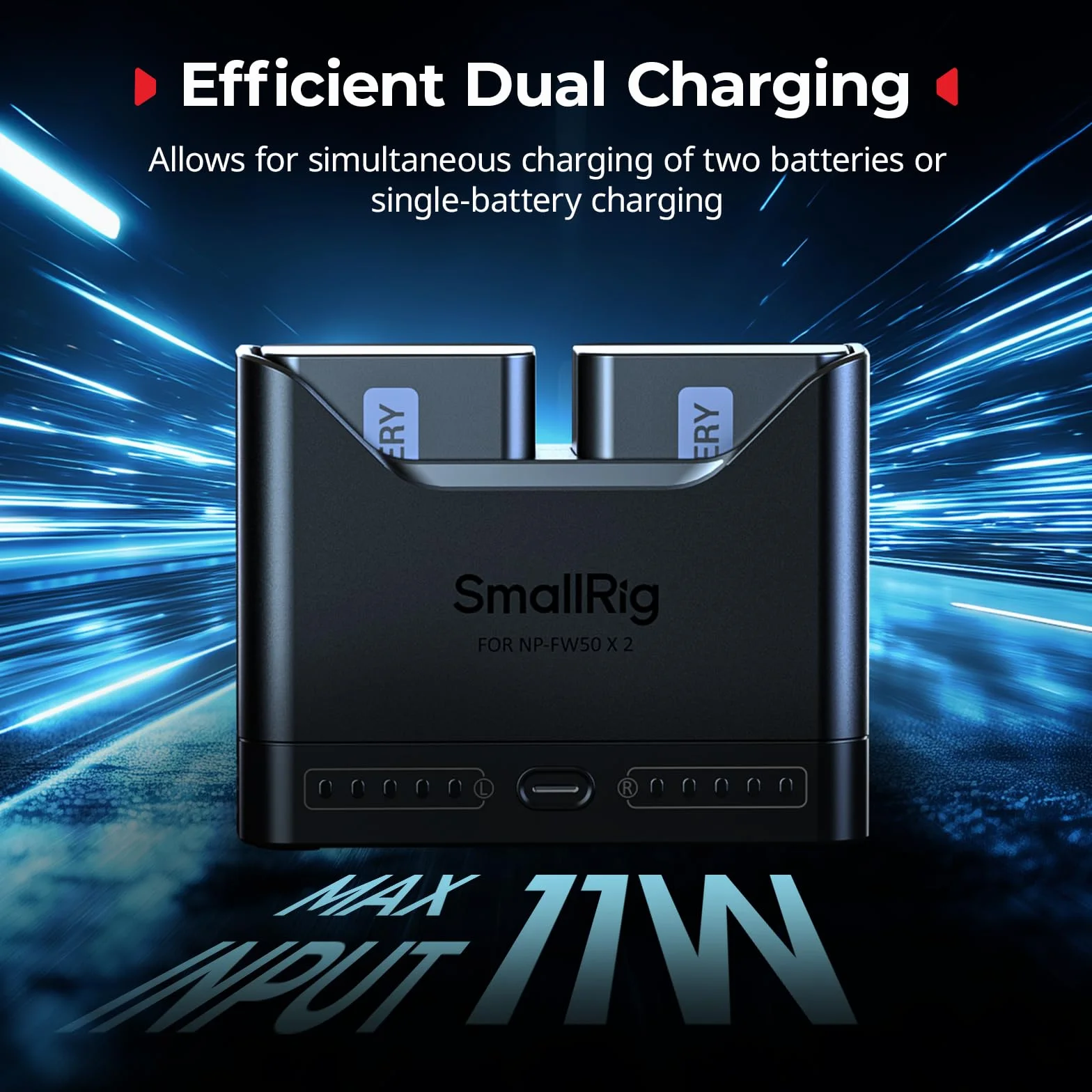 SMALLRIG Zestaw akumulatorów do Sony NP-FW50, ładowarka dwugniazdowa 11 W z akumulatorami 1030 mAh, w pełni kompatybilny z do Sony A6000 A6100 A6300 A6400 ZV-E10 A7 A7S A7R A7SII A7RII A5000-5488