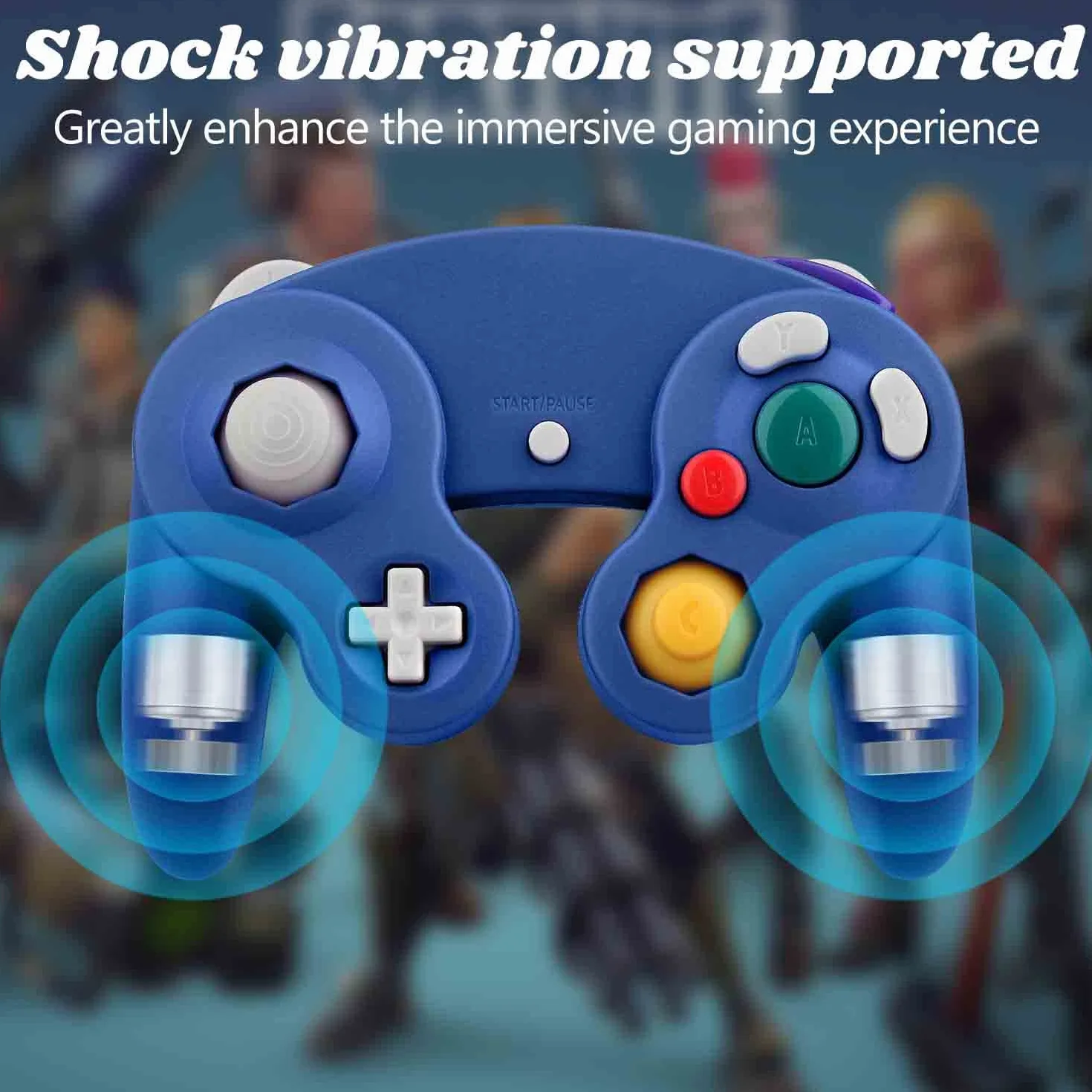 OSTENT Sterownik do gier z okablowaniem, kompatybilny z Nintendo Gamecube NGC, kolor niebieski