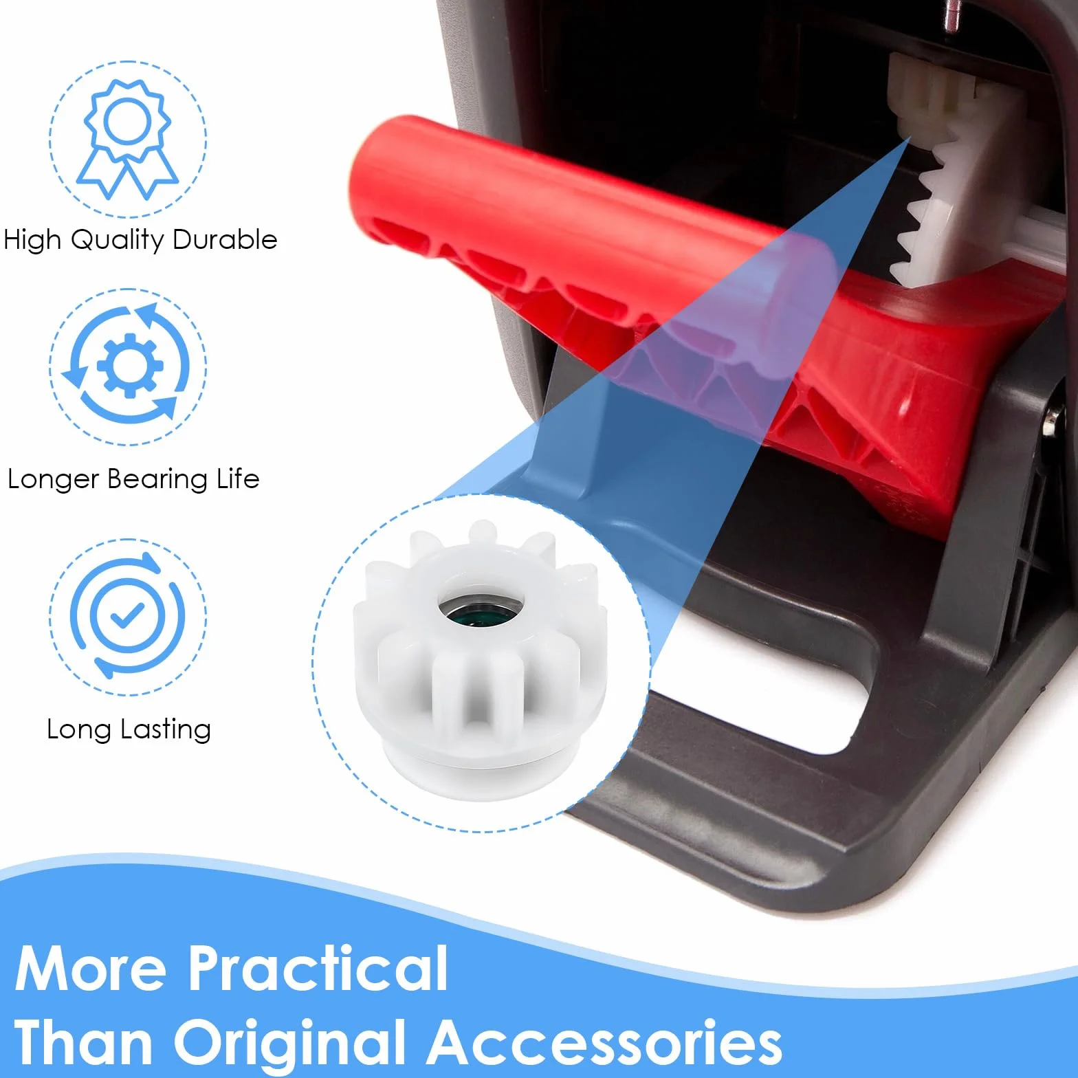 4 części zamienne Spin Mop z tworzywa sztucznego, łożysko sprzęgła, zapasowe koło łańcuchowe 2,5 cm, do O-Cedar/Vileda Easywring RinseClean (białe)