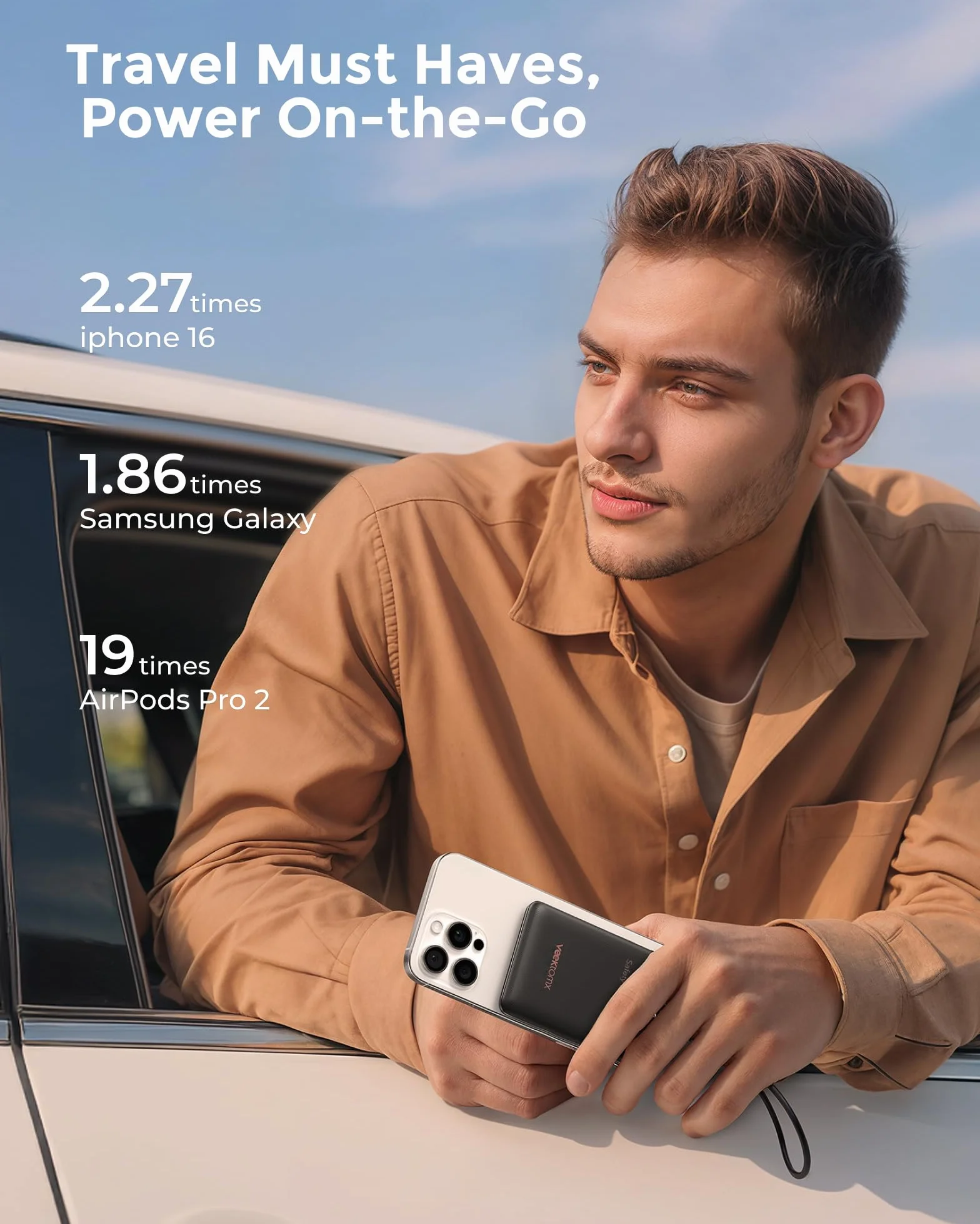 VEEKTOMX Mini Power Bank 10000mAh powerbank 22,5W PD QC3.0 Szybkie ładowanie USB C przenośna ładowarka z 2 wyjścia Ultra Compact Zewnętrzna Bateria Kompatybilny iPhone 15/Galaxy/iPad/Mini wentylator