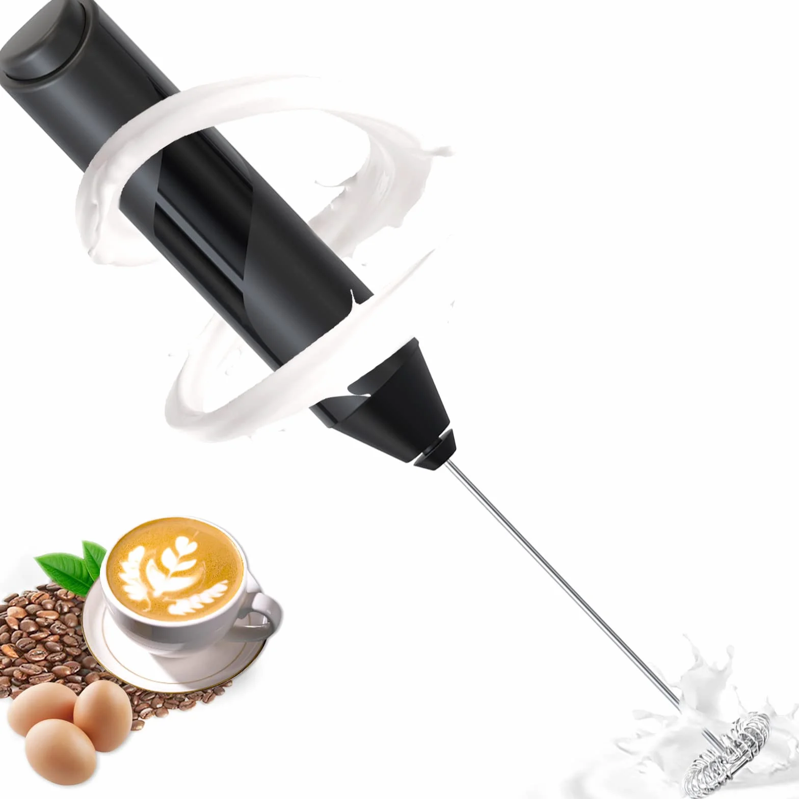 EBUYFIRE Elektryczny spieniacz do mleka, spieniacz do mleka na baterie z mini blenderem, mini blenderem, kremem do mleka latte i whisky, kawa, cappuccino, gorąca czekolada.