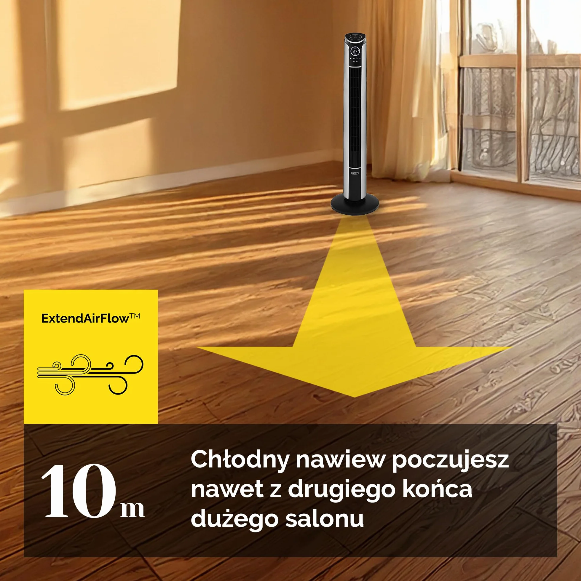 Yoer 29 dB Cichy wentylator kolumnowy, Jonizator, 10 m Zasięg nawiewu, Regulacja kąta nachylenia, 12 poziomów prędkości, 4 tryby pracy, 12h Timer, 90° Oscylacja, Pilot, Wi-Fi, Verto TF01S, szary