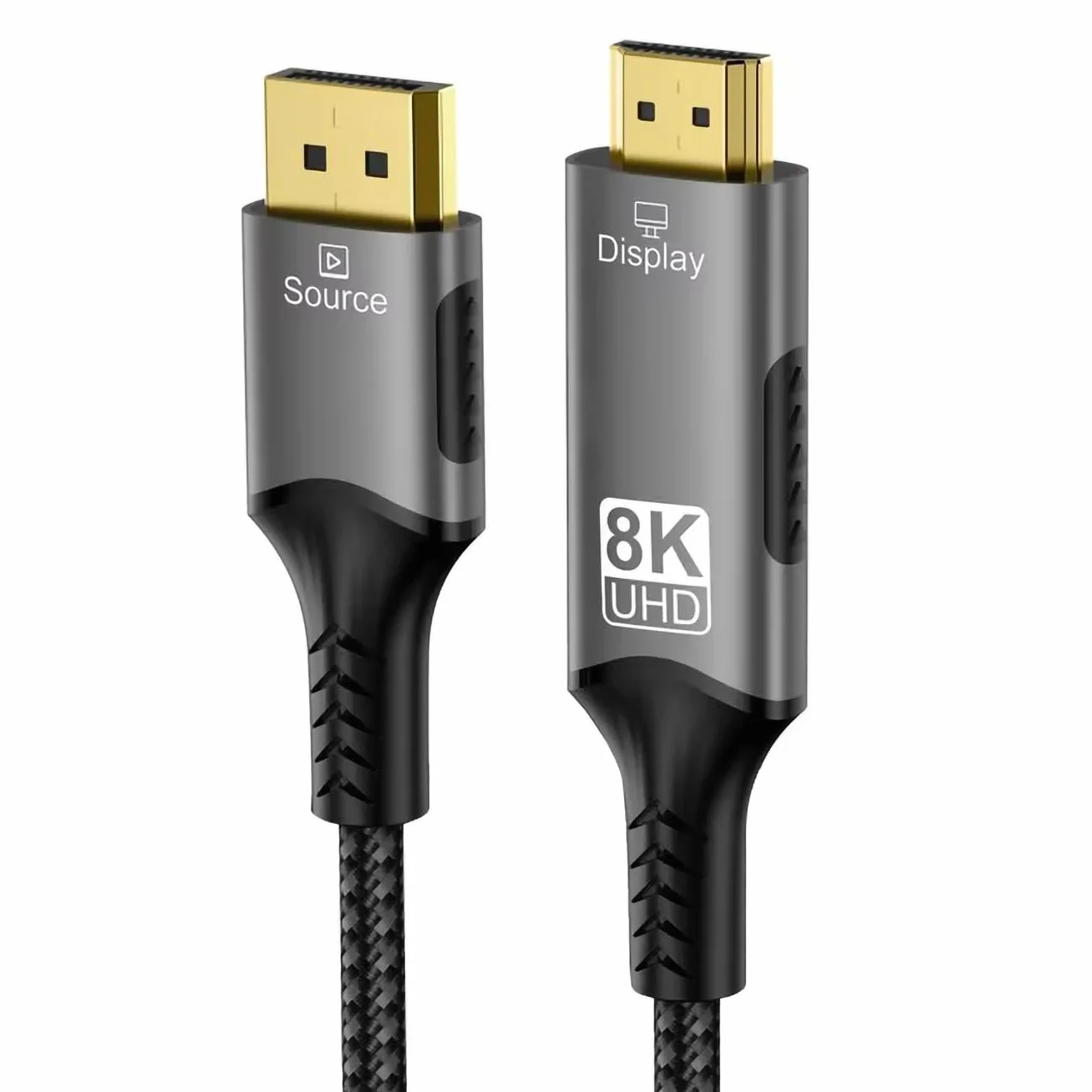 PremiumCord Kabel 8K DisplayPort 1.4 do HDMI 2.1, Męski do Męskiego, Rozdzielczość 8K@60Hz, 4K@144Hz, Full HD 1080p, HDCP2.2, Kolor: Czarny, Długość: 2m