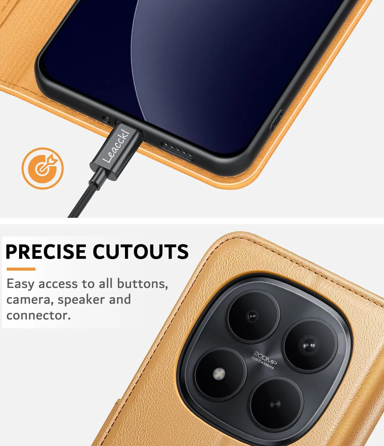 Etui do Xiaomi Redmi Note 15 Pro Plus/Pro+ 5G / Poco M8 Pro 5G (nie dla Redmi Note 15 Pro), Premium PU Leather Wallet Case [Magnetic Snap] [Funkcja stojaka], khaki