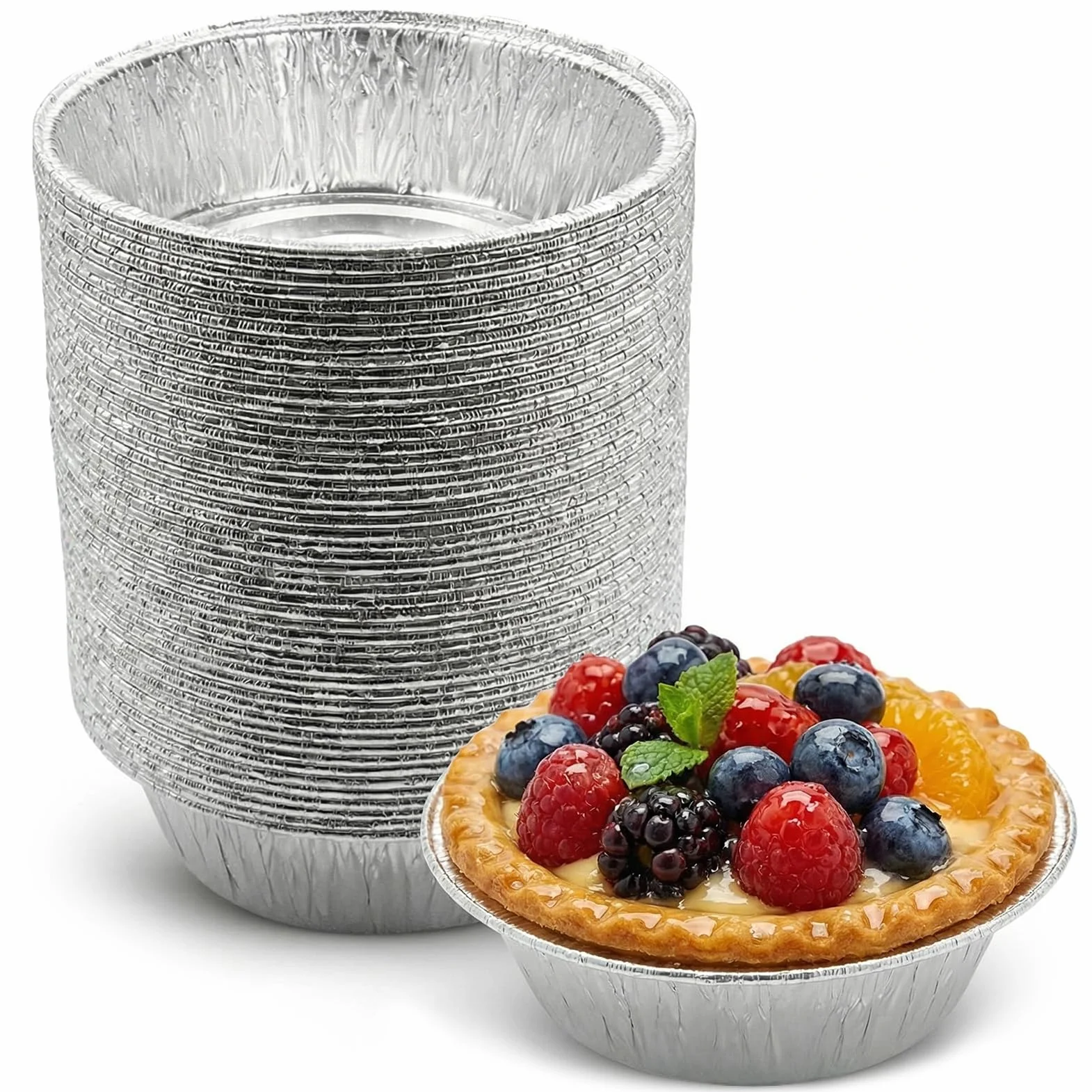 Aluminiowe foliowe naczynia do ciasta 50 sztuk 11 x 3,3 cm jednorazowe tacki do pieczenia