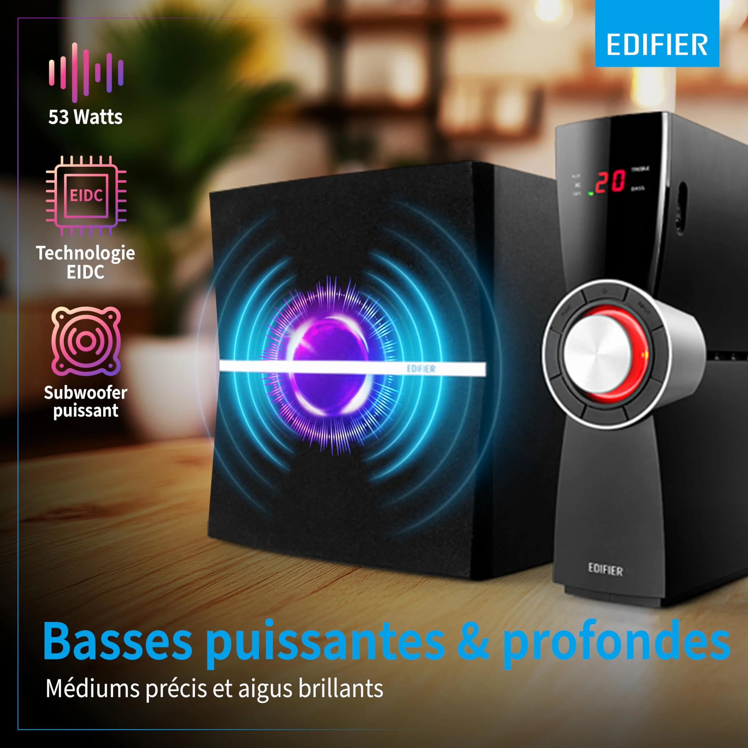 Edifier C2XD System Głośników, Czarny, 53 W