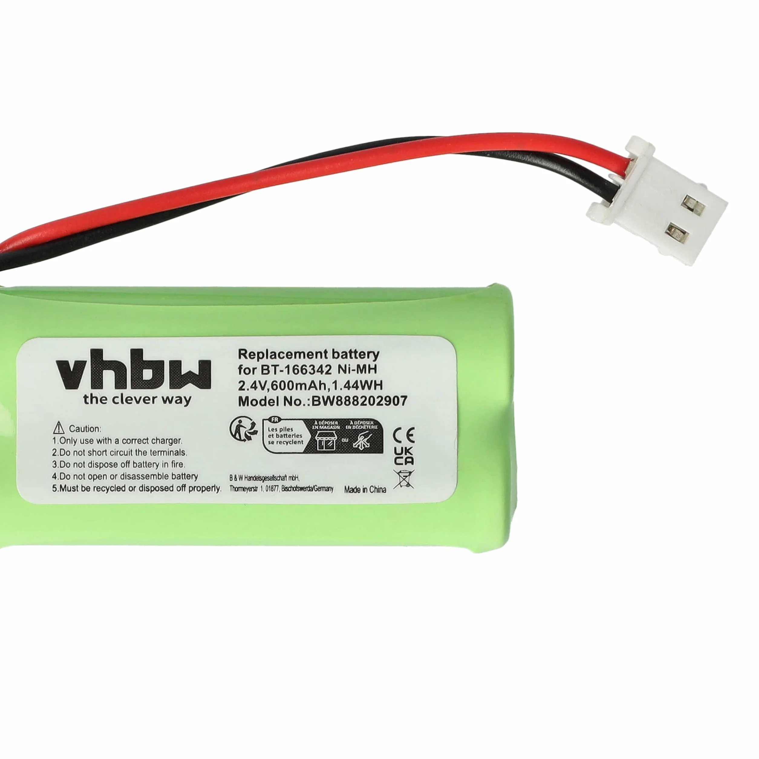 vhbw Akumulator kompatybilny z V-Tech BT-166342, BT183342, BT-183342, BT262342, BT-262342 bezprzewodowy telefon stacjonarny (600 mAh, 2,4 V, NiMH)