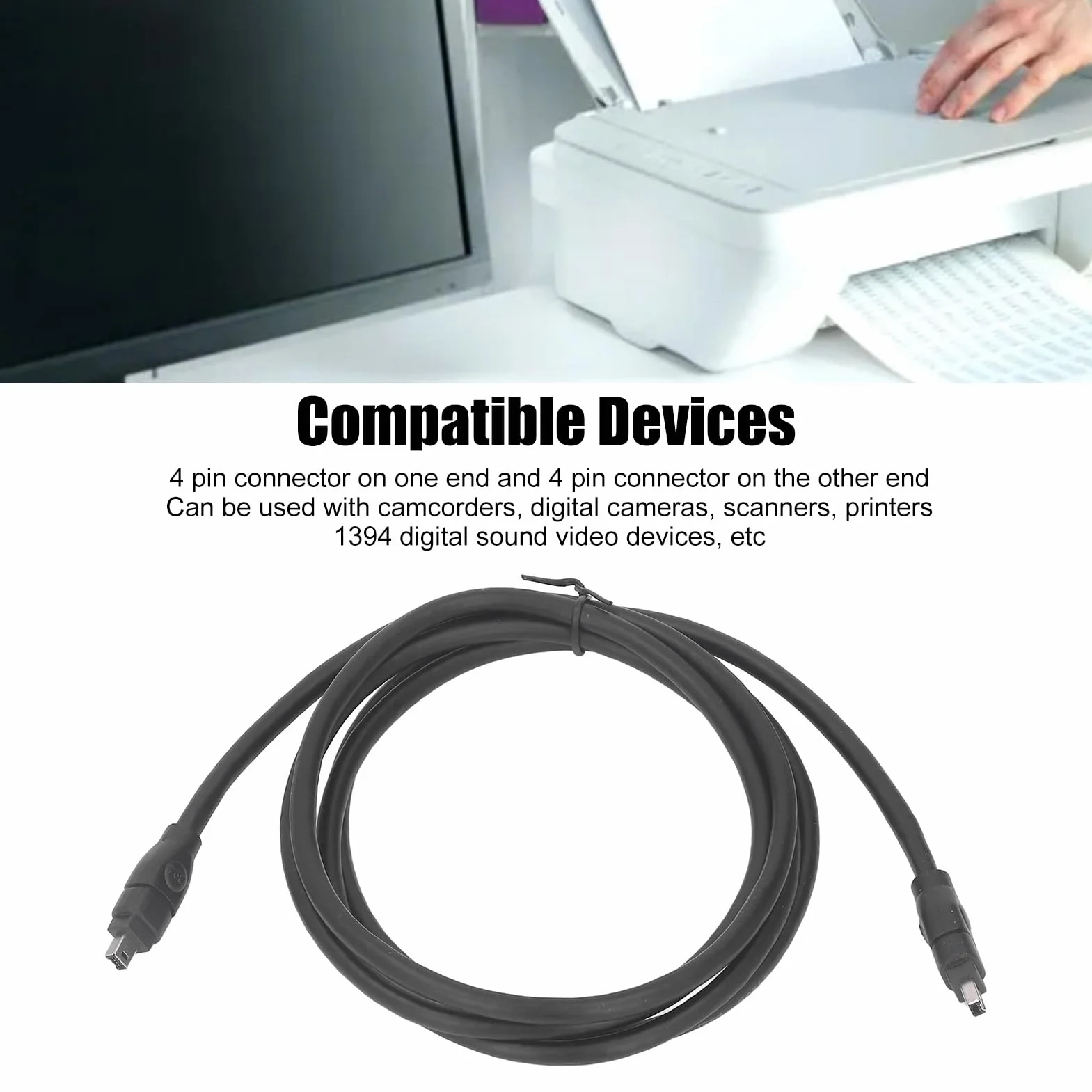 4-pinowy Męski na 4-pinowy Męski Kabel Firewire DV IEEE1394, 5,9FT IEEE1394 Firewire, Kabel Fire Wire 4-pinowy na 4-pinowy Męski na Męski Kabel DV, 4-pinowy Męski na 4-pinowy