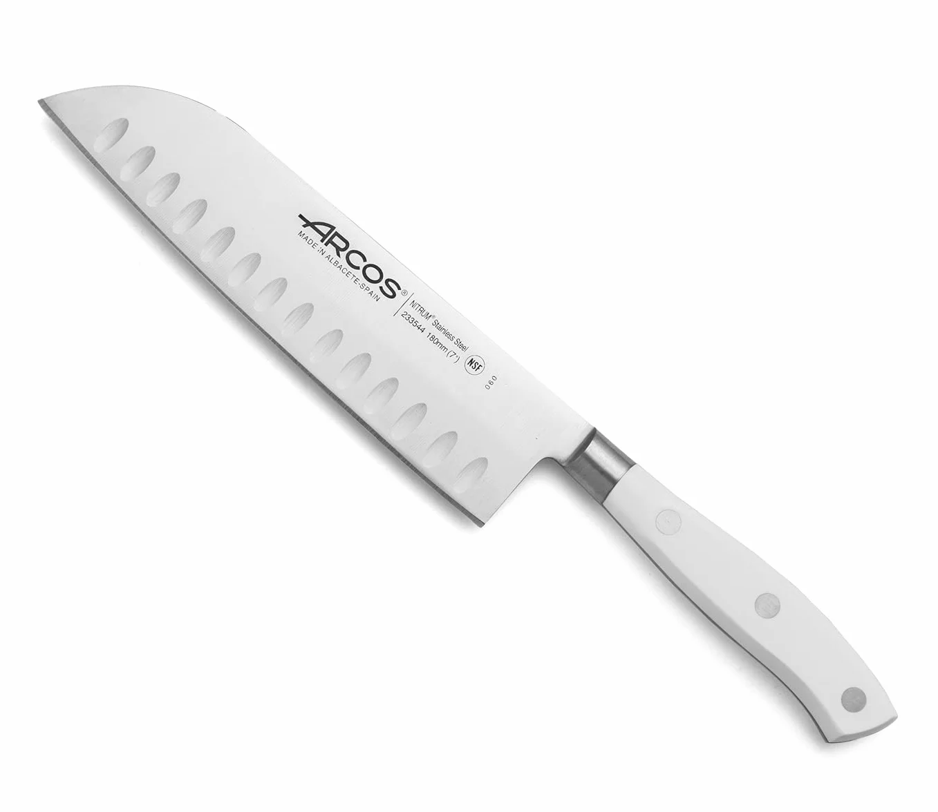 ARCOS Noż Santoku kute ze stali 180 mm Riviera Blanc japoński ostry nóż do krojenia mięsa ryb warzyw