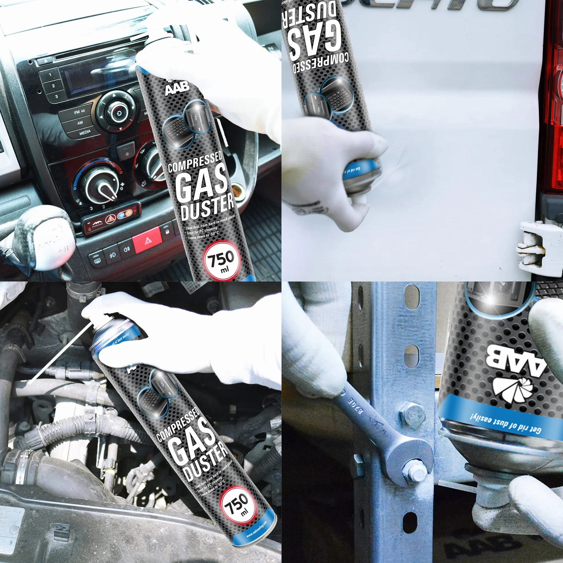 AABCOOLING Compressed Gas Duster 3 x 750ml - Sprężony Gaz, Sprężone Powietrze do Wyposażenia Komputerowego, Puszka, Spray do Czyszczenia Komputera, Klawiatury, Laptopa, Sprzętu Biurowego, PC